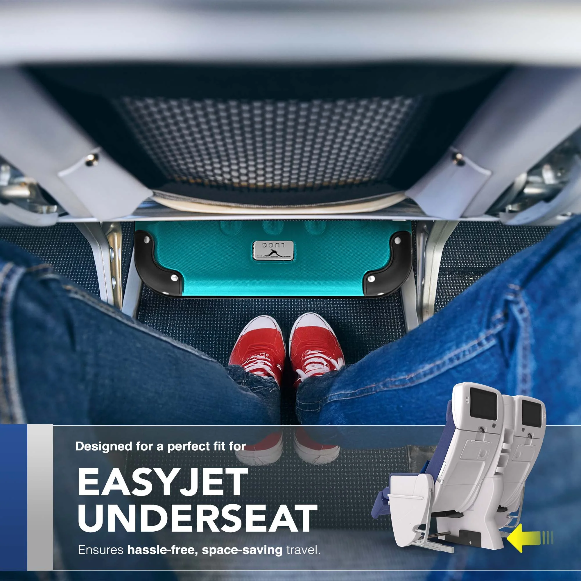 LUGG 40cm Skywander Lightweight Underseat Cabin Bag – Ryanair & EasyJet Approved Carry-On Suitcase, Durable ABS Hard Shell, Smooth Double Spinner Wheels, Water-Resistant & Compact Luggage (40x30x20cm, without wheels) - Teal - Image 5