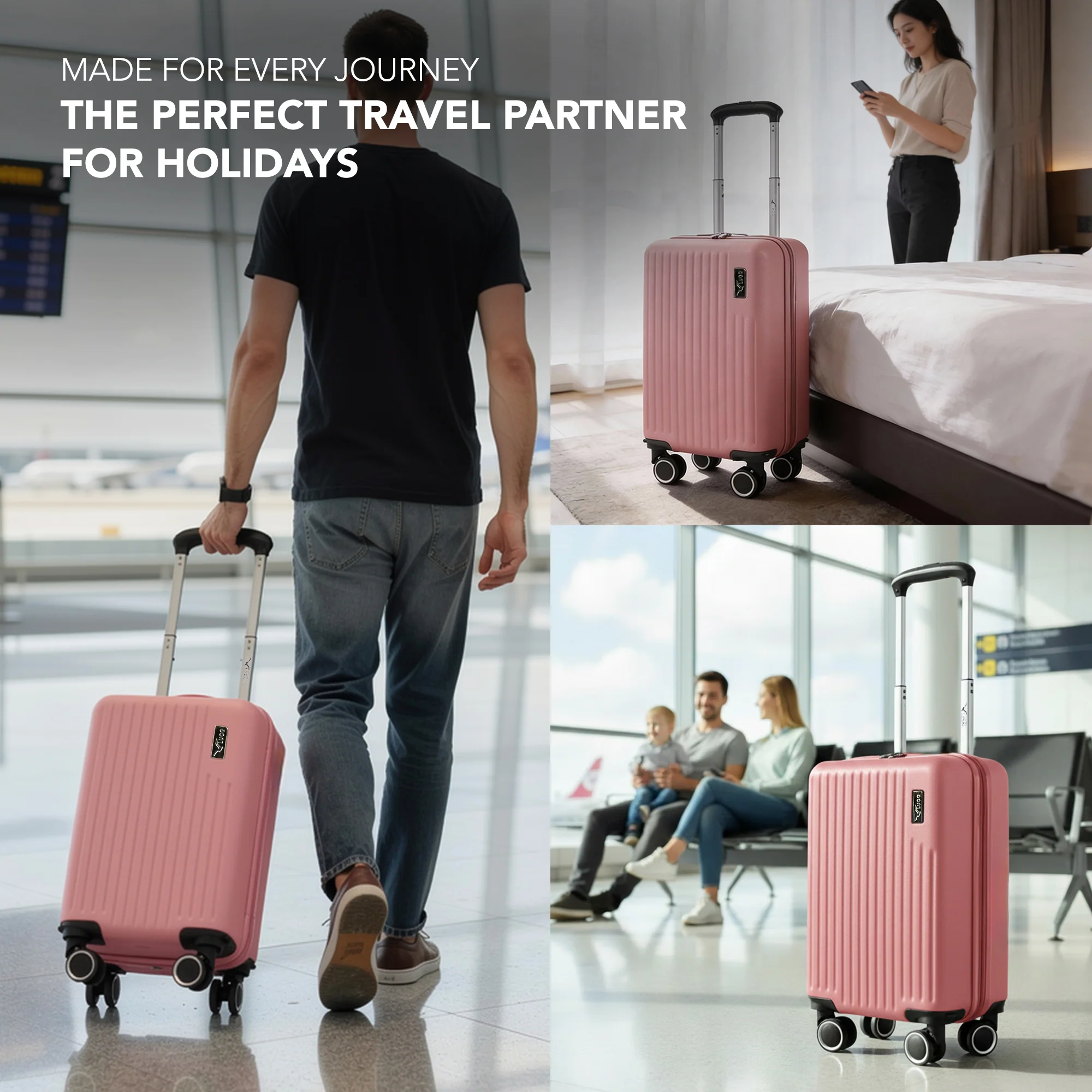LUGG 40cm Vacay Suitcase ABS Luggage, Aluminium Trolley Handle, 360° Spinner Wheels, Water-Resistant & Durable Material - Airline Compatible (40 x 30 x 20cm)- Clay - Image 9
