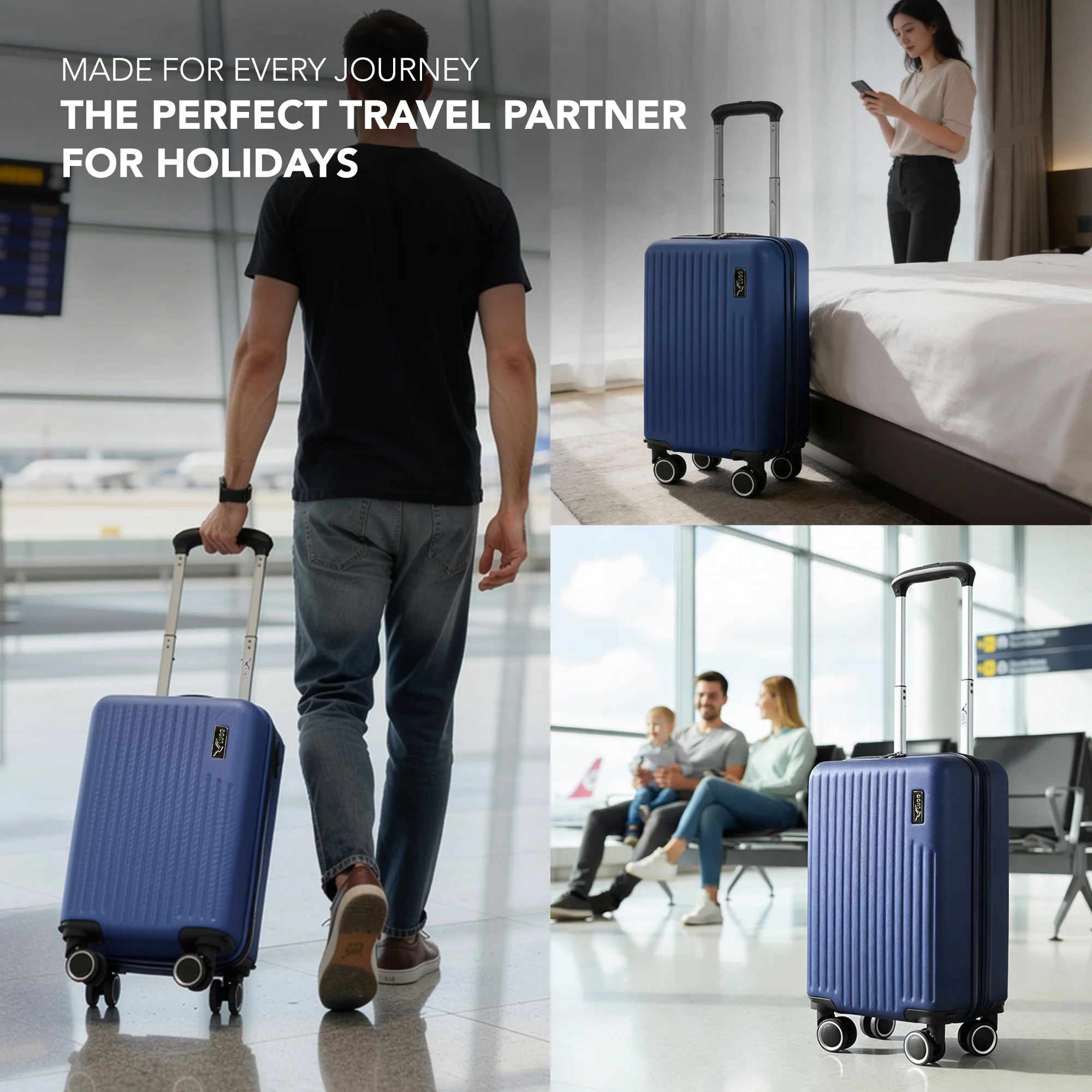 LUGG 40cm Vacay Suitcase ABS Luggage, Aluminium Trolley Handle, 360° Spinner Wheels, Water-Resistant & Durable Material - Airline Compatible (40 x 30 x 20cm)- Dusk - Image 10