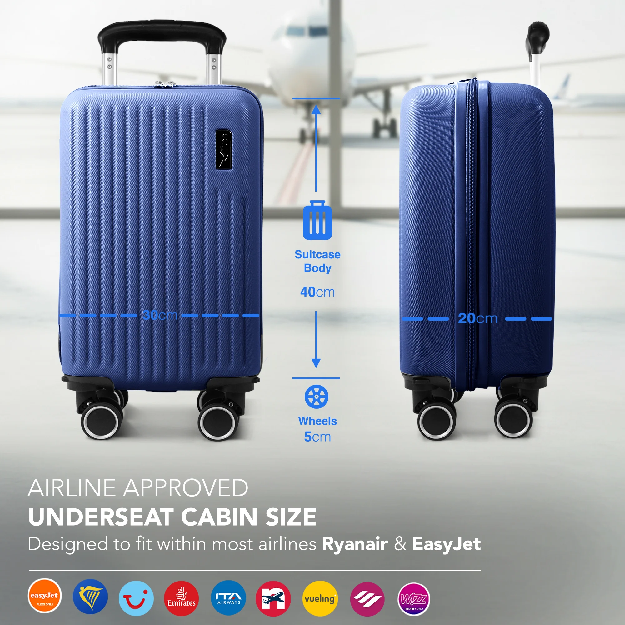 LUGG 40cm Vacay Suitcase ABS Luggage, Aluminium Trolley Handle, 360° Spinner Wheels, Water-Resistant & Durable Material - Airline Compatible (40 x 30 x 20cm)- Dusk - Image 2