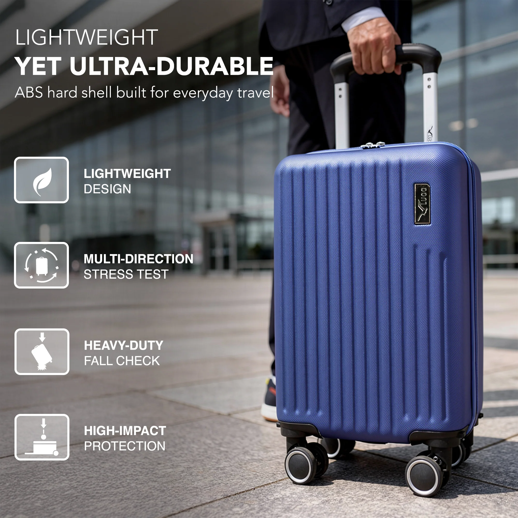 LUGG 40cm Vacay Suitcase ABS Luggage, Aluminium Trolley Handle, 360° Spinner Wheels, Water-Resistant & Durable Material - Airline Compatible (40 x 30 x 20cm)- Dusk - Image 3