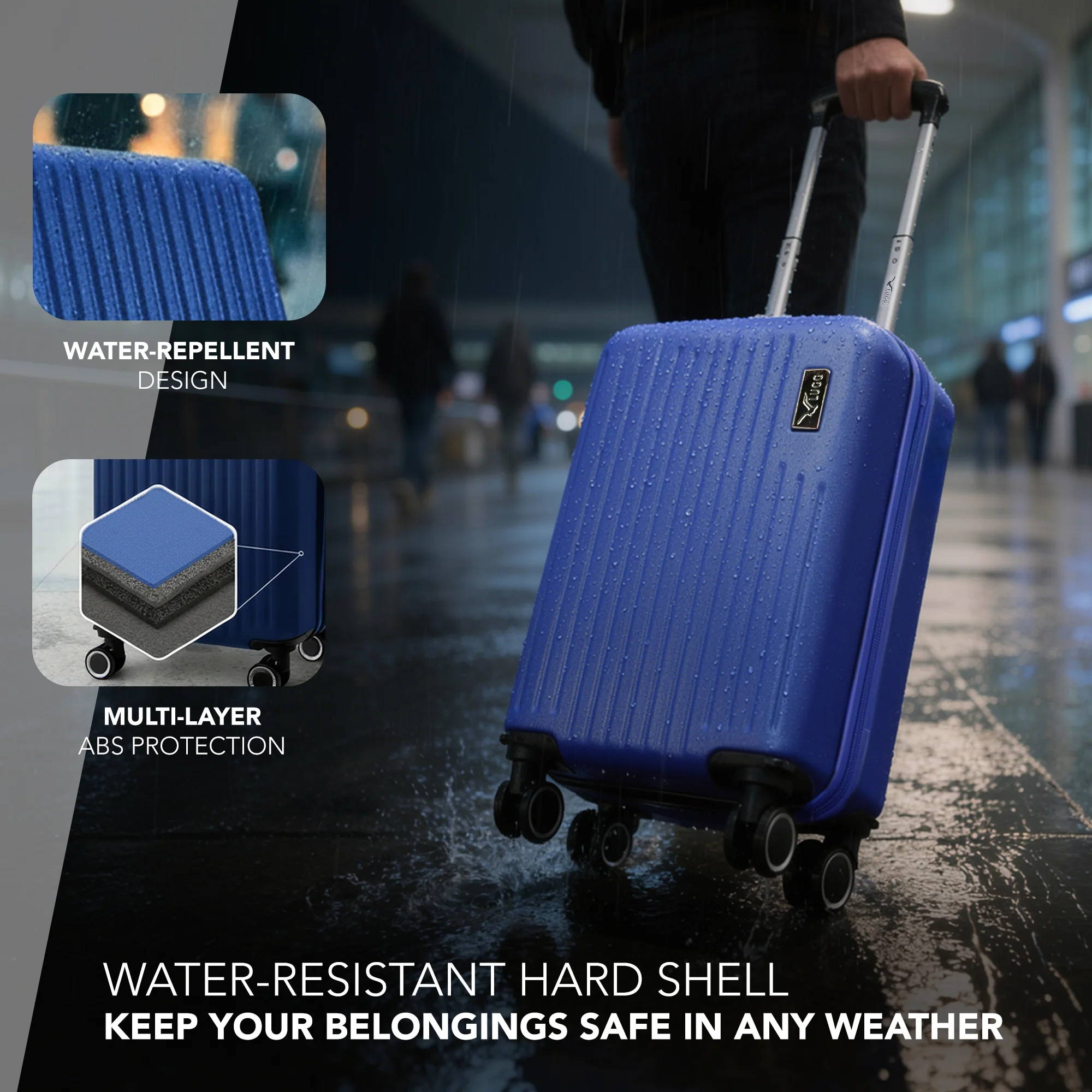 LUGG 40cm Vacay Suitcase ABS Luggage, Aluminium Trolley Handle, 360° Spinner Wheels, Water-Resistant & Durable Material - Airline Compatible (40 x 30 x 20cm)- Dusk - Image 4