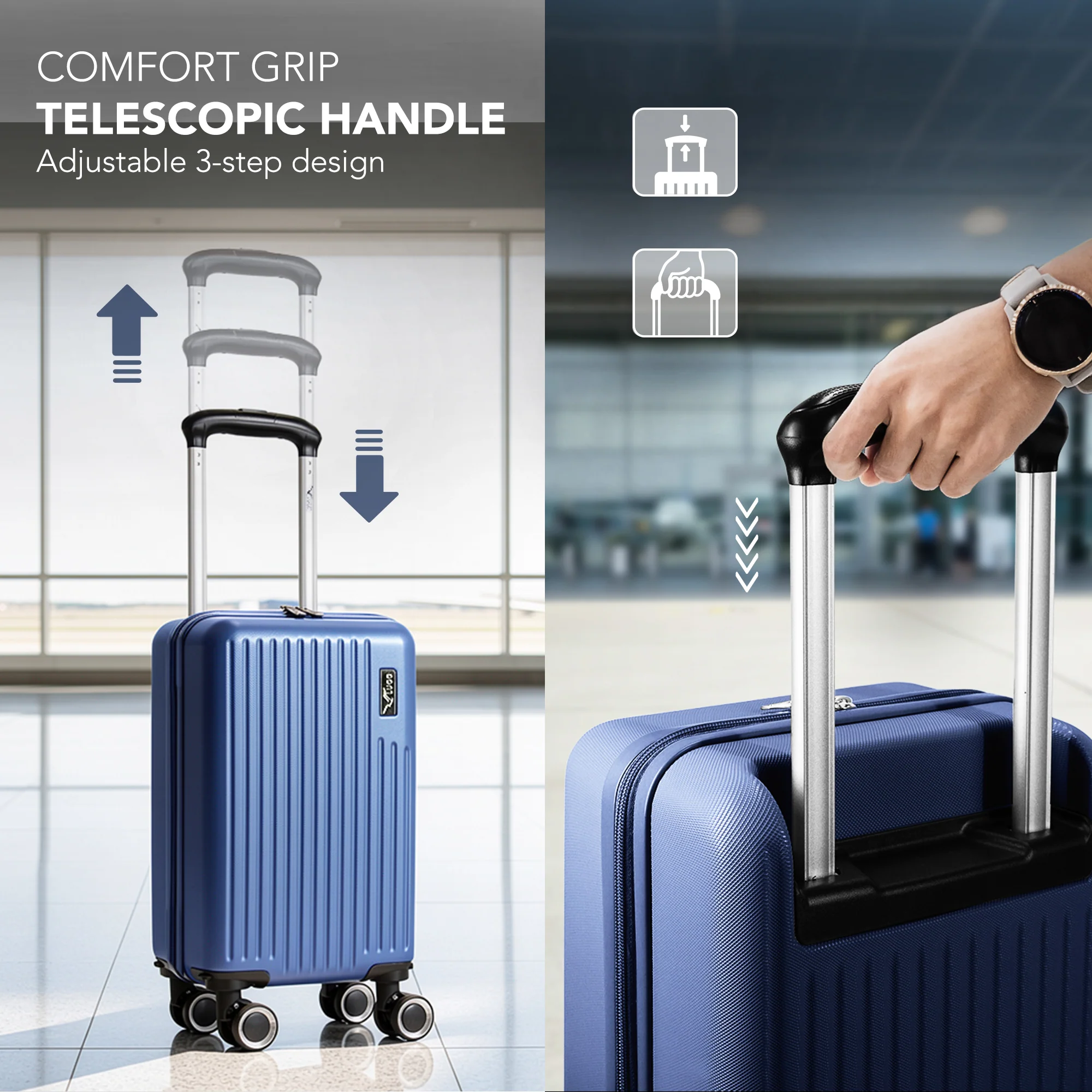 LUGG 40cm Vacay Suitcase ABS Luggage, Aluminium Trolley Handle, 360° Spinner Wheels, Water-Resistant & Durable Material - Airline Compatible (40 x 30 x 20cm)- Dusk - Image 7
