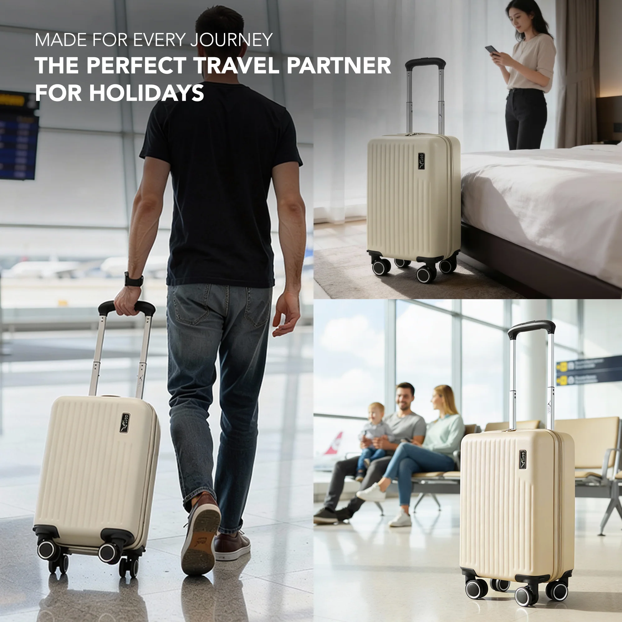 LUGG 40cm Vacay Suitcase ABS Luggage, Aluminium Trolley Handle, 360° Spinner Wheels, Water-Resistant & Durable Material - Airline Compatible (40 x 30 x 20cm)- Earth - Image 10