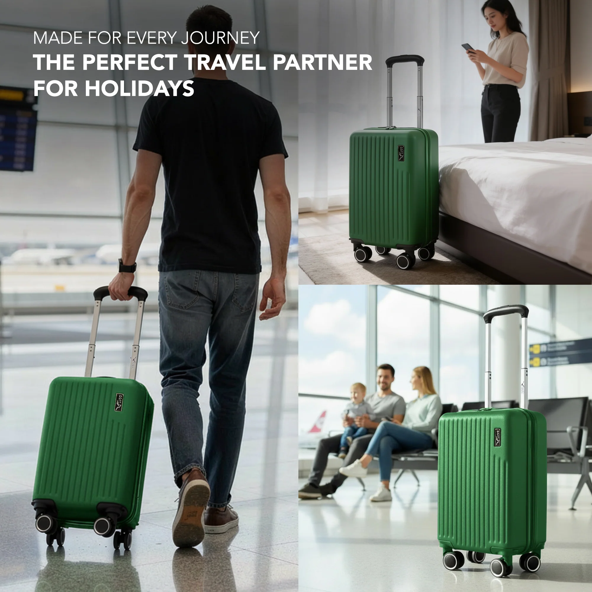 LUGG 40cm Vacay Suitcase ABS Luggage, Aluminium Trolley Handle, 360° Spinner Wheels, Water-Resistant & Durable Material - Airline Compatible (40 x 30 x 20cm)- Forest - Image 10