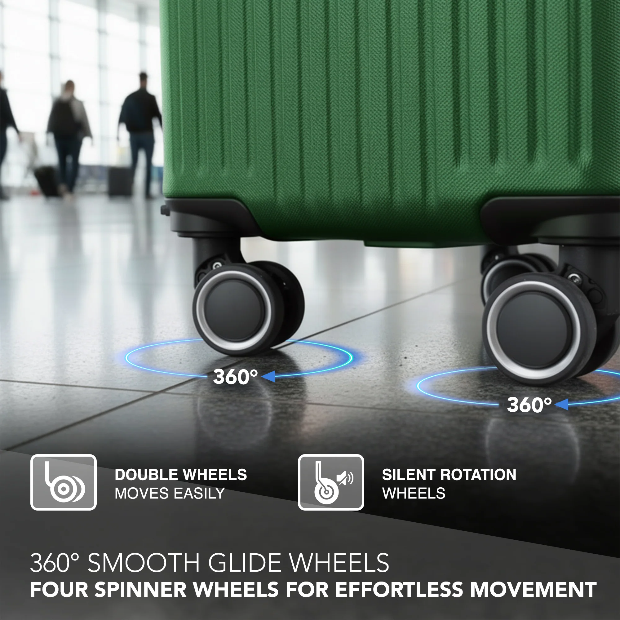 LUGG 40cm Vacay Suitcase ABS Luggage, Aluminium Trolley Handle, 360° Spinner Wheels, Water-Resistant & Durable Material - Airline Compatible (40 x 30 x 20cm)- Forest - Image 6