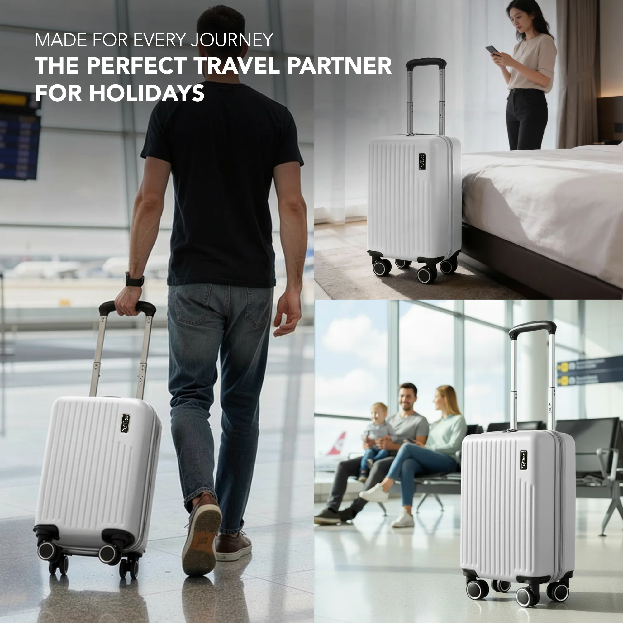 LUGG 40cm Vacay Suitcase ABS Luggage, Aluminium Trolley Handle, 360° Spinner Wheels, Water-Resistant & Durable Material - Airline Compatible (40 x 30 x 20cm)- Pearl - Image 10