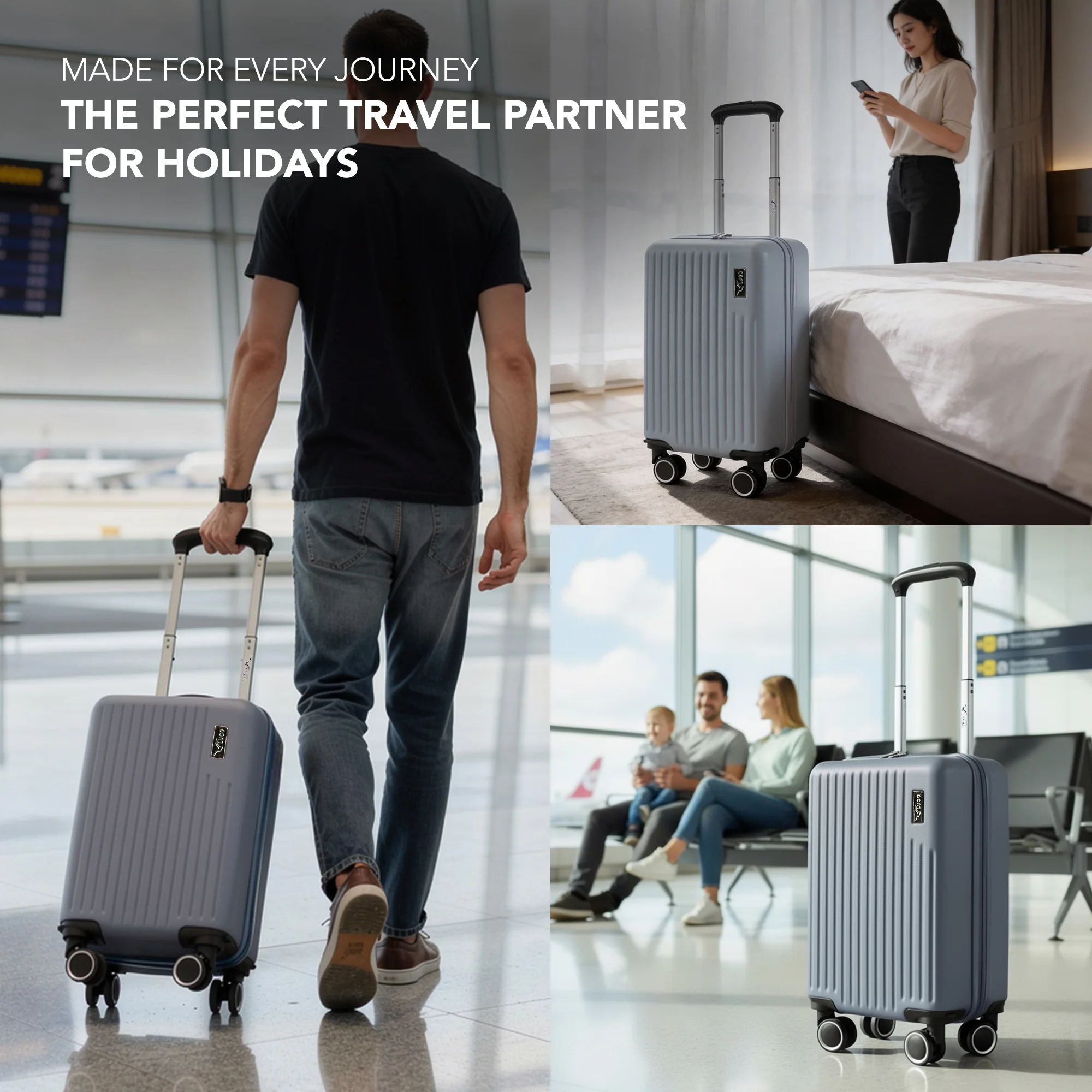 LUGG 40cm Vacay Suitcase ABS Luggage, Aluminium Trolley Handle, 360° Spinner Wheels, Water-Resistant & Durable Material - Airline Compatible (40 x 30 x 20cm)- Raven - Image 10