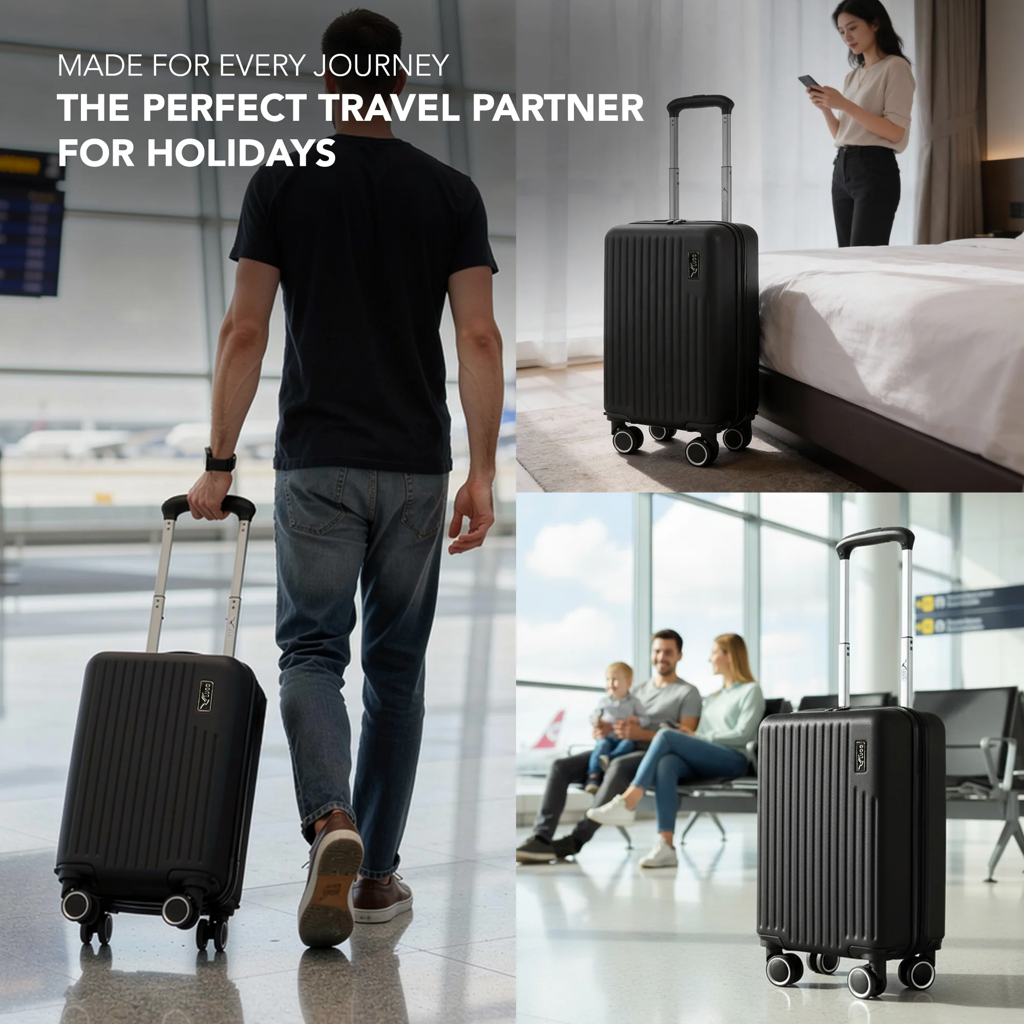 LUGG 40cm Vacay Suitcase ABS Luggage, Aluminium Trolley Handle, 360° Spinner Wheels, Water-Resistant & Durable Material - Airline Compatible (40 x 30 x 20cm)- Shadow - Image 10