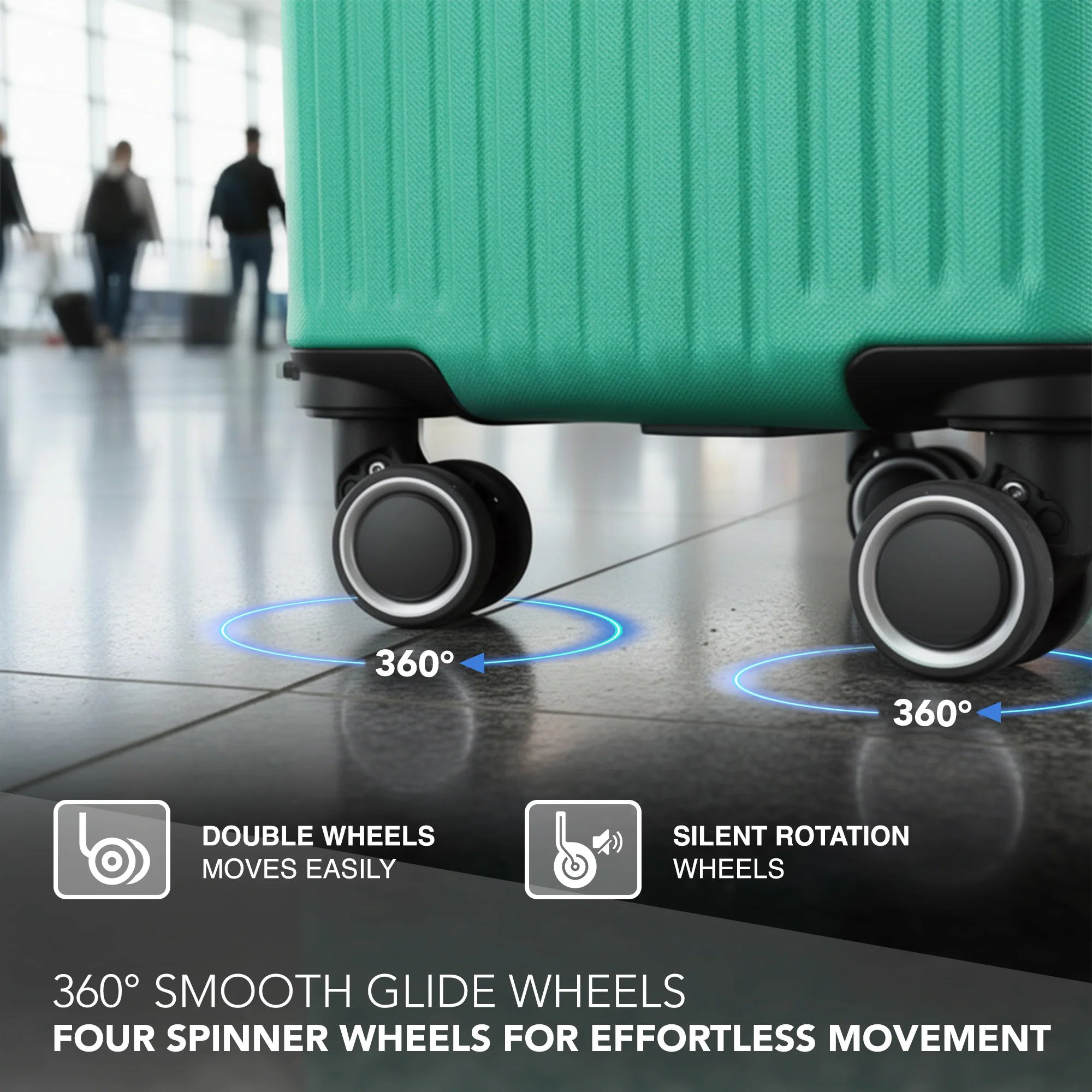 LUGG 40cm Vacay Suitcase ABS Luggage, Aluminium Trolley Handle, 360° Spinner Wheels, Water-Resistant & Durable Material - Airline Compatible (40 x 30x 20cm)- Mint - Image 6
