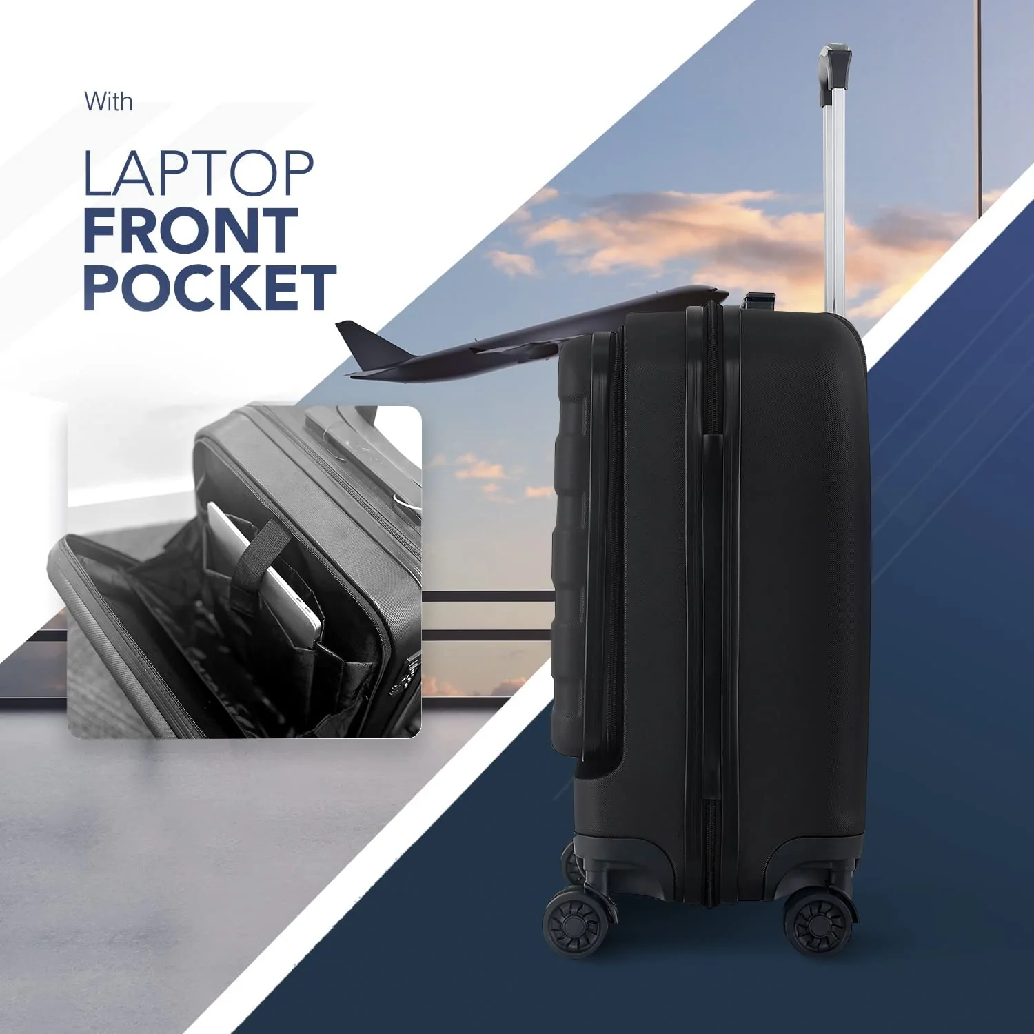 ABS Hard Shell Suitcase with Front Pocket - Image 3