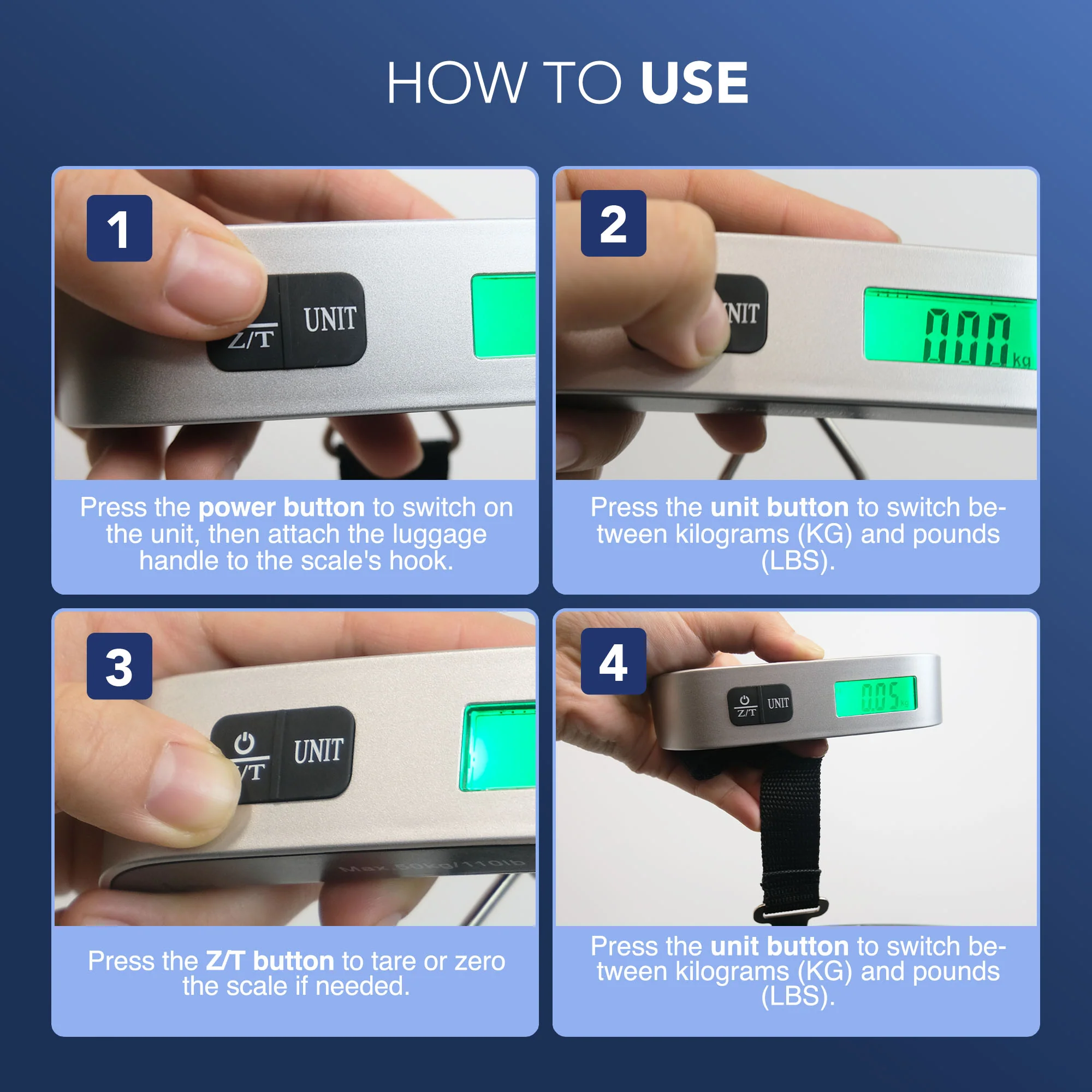 LUGG Digital Portable Luggage Scale - 50kg/110lbs Capacity - Image 3