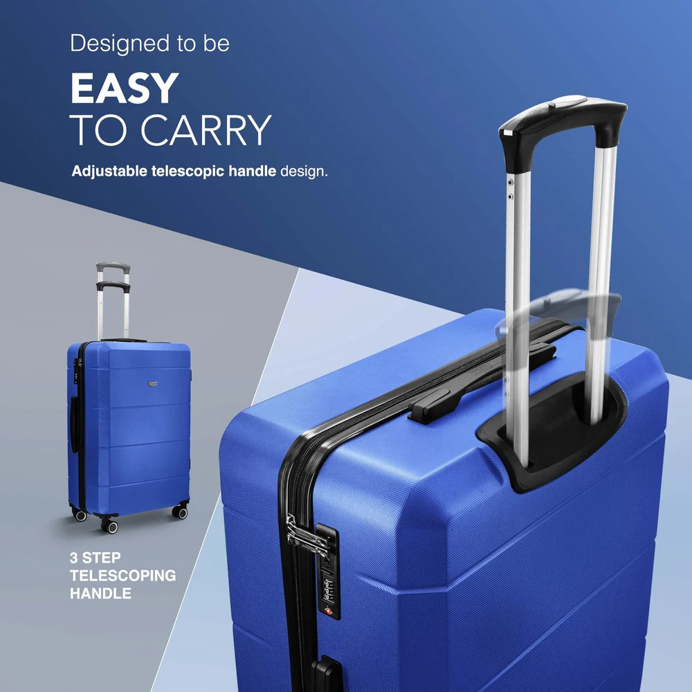 LUGG Jetset 24” Lightweight Travel Carry On Suitcase, ABS, Water Resistant & TSA Lock, Easyjet Overhead- Blue - Image 7
