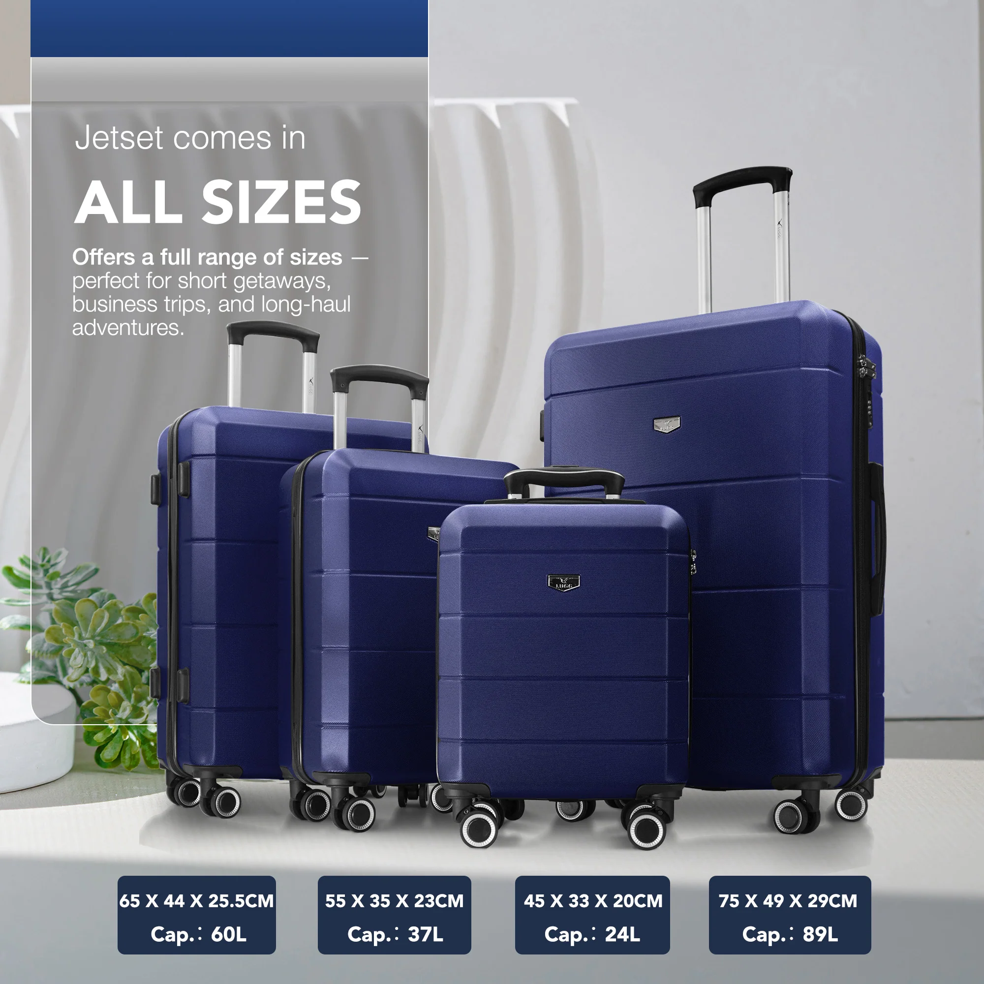 LUGG Jetset 24â Lightweight Travel Carry On Suitcase, ABS, Water Resistant & TSA Lock, Easyjet Overhead- Midnight Blue - Image 8