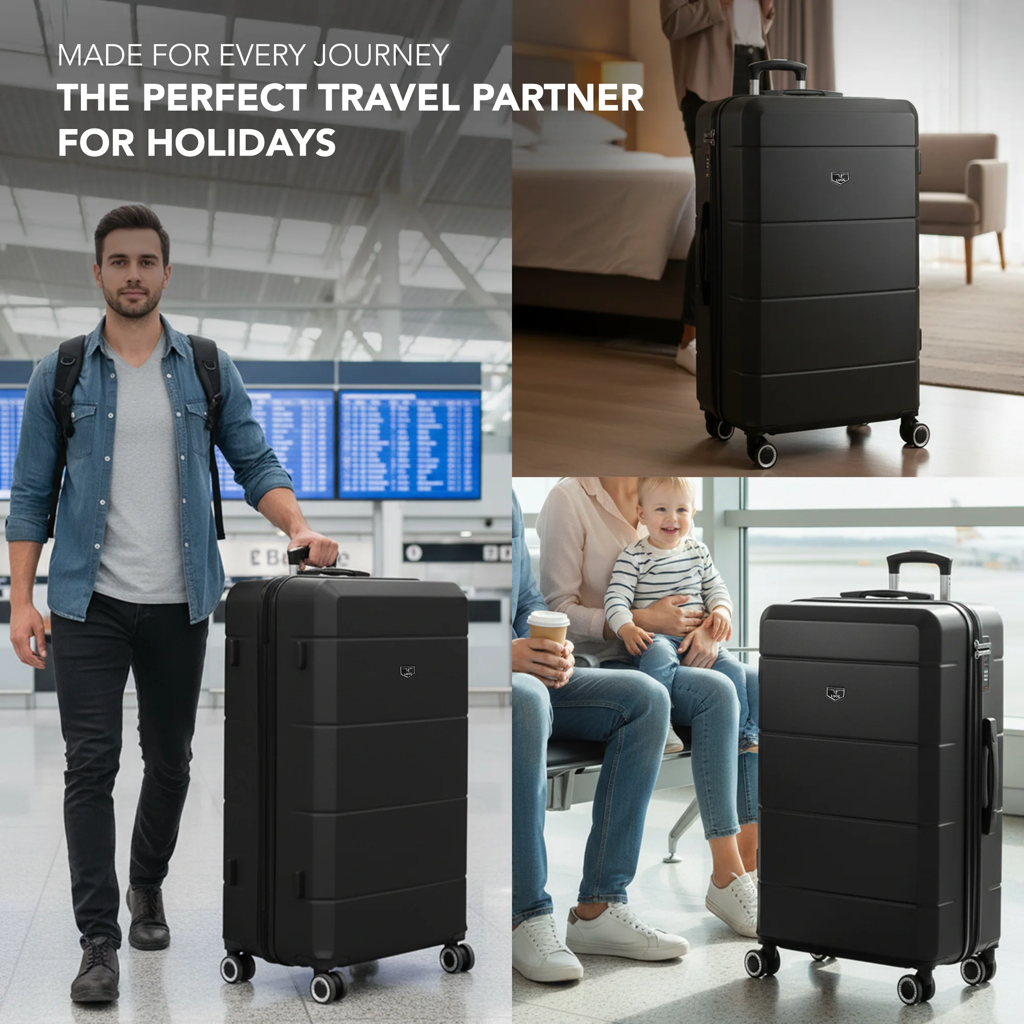 Jetset 32" Large Suitcase – Lightweight Hard Shell Luggage with TSA Lock – Water-Resistant ABS Spinner Suitcase – 4 Wheels – 86x58x31cm Travel Bag - Black - Image 9
