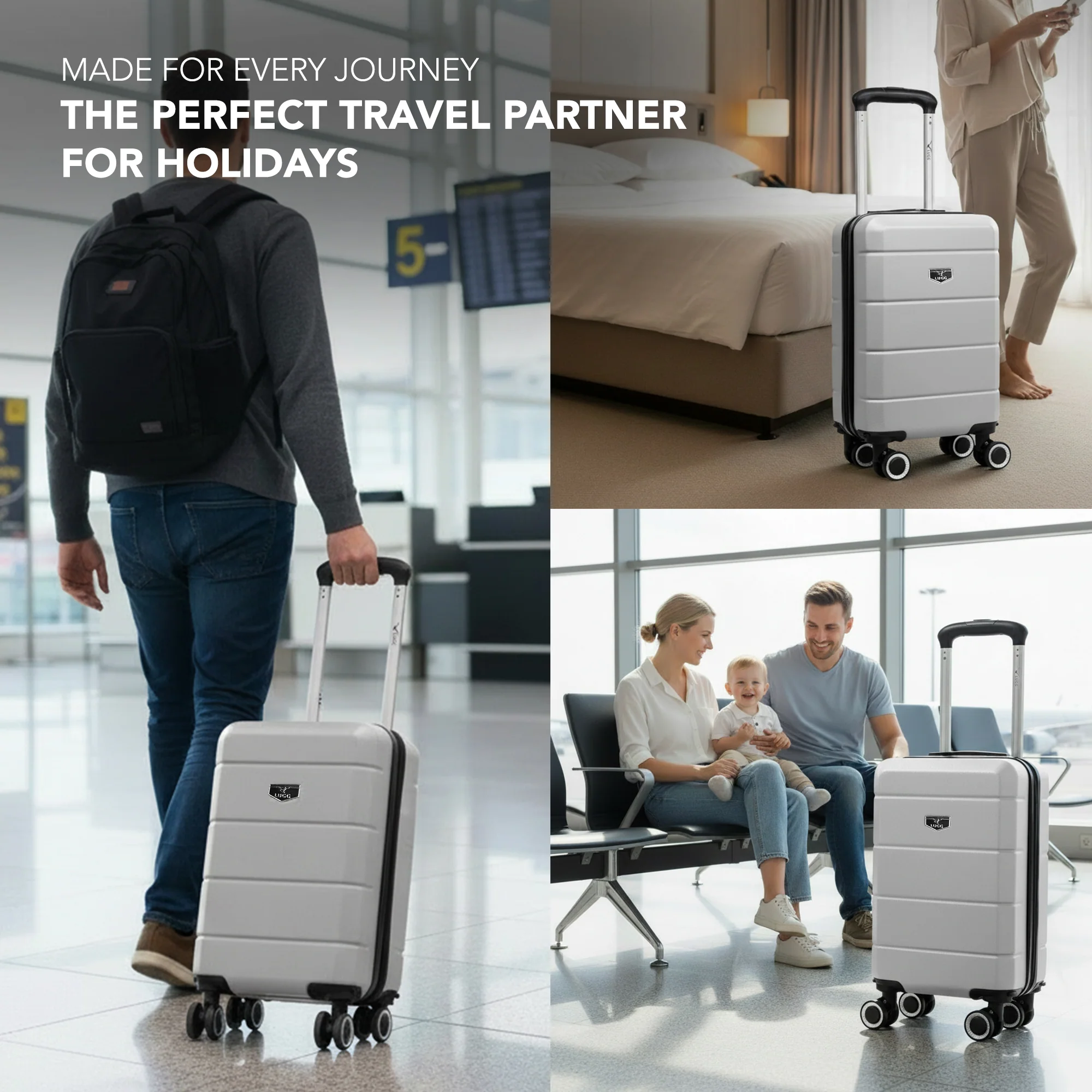 LUGG - Jetset 40cm Suitcase - 40x30x20cm- Ryanair Compatible - Underseat Size - Hard Shell ABS - Spinner & Removable Wheels - Lightweight Travel Luggage- Silver - Image 9