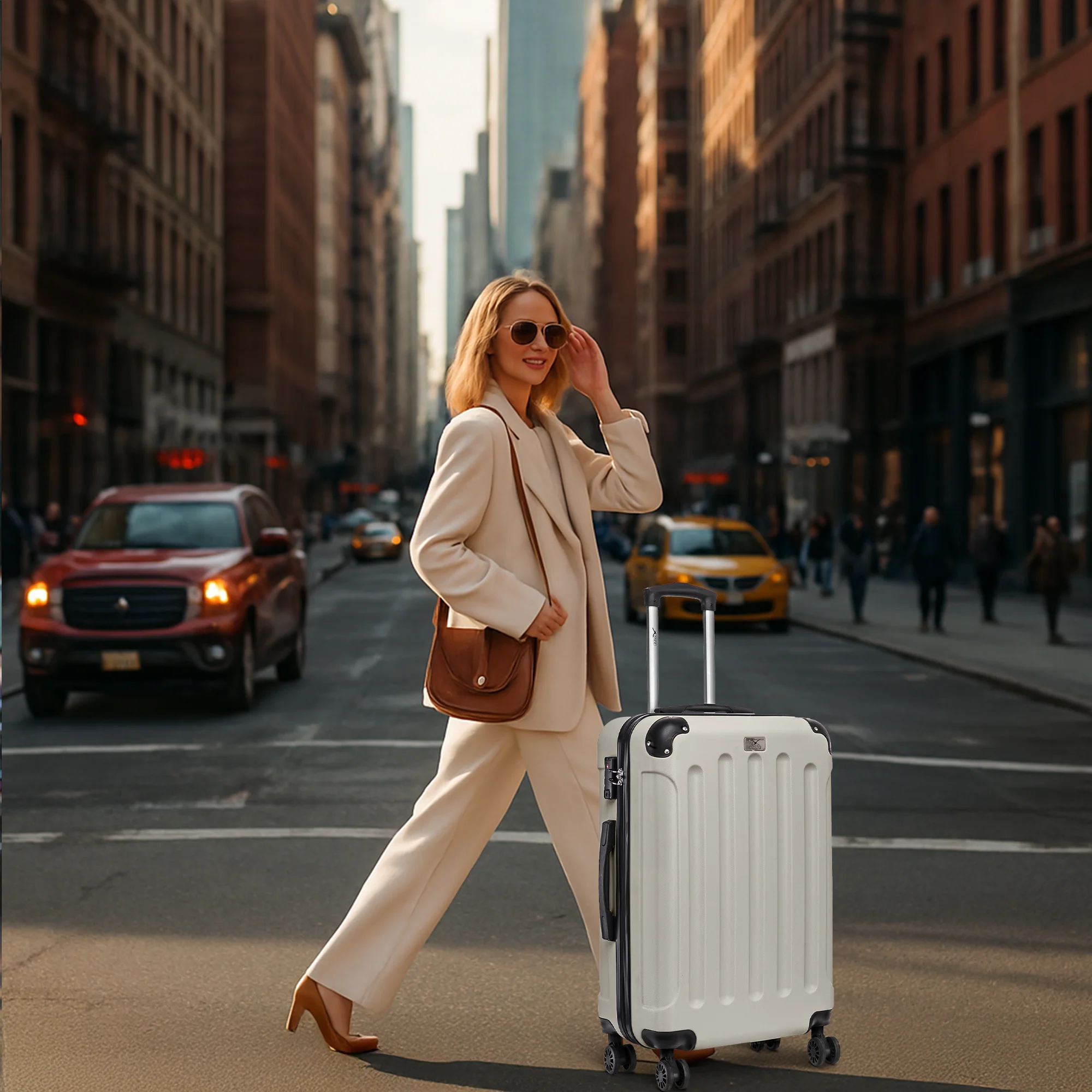LUGG Skywander 24” Lightweight Underseat Cabin Bag - 67cm x 44cm x 26cm – EasyJet Approved Carry-On Suitcase, Durable ABS Hard Shell- Beige - Image 6