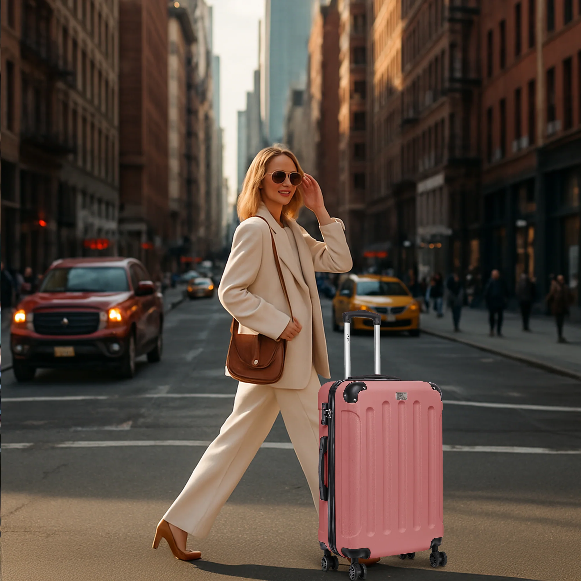 LUGG Skywander 24” Lightweight Underseat Cabin Bag - 67cm x 44cm x 26cm – EasyJet Approved Carry-On Suitcase, Durable ABS Hard Shell- Rose Gold - Image 6