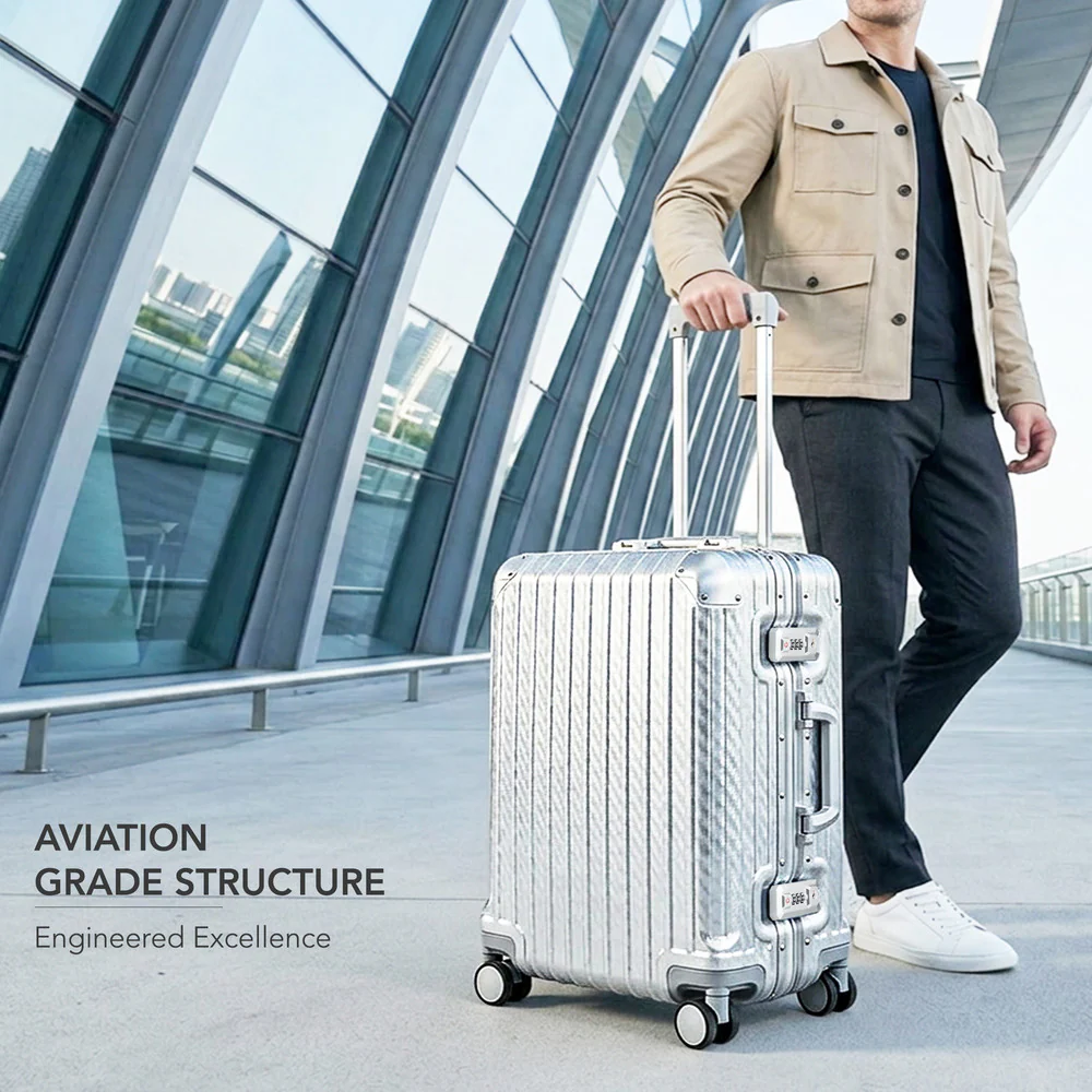 LUGG Solo 20" Hard Shell Suitcase 55x38x22  5yr Warranty Metallic Silver - Image 3
