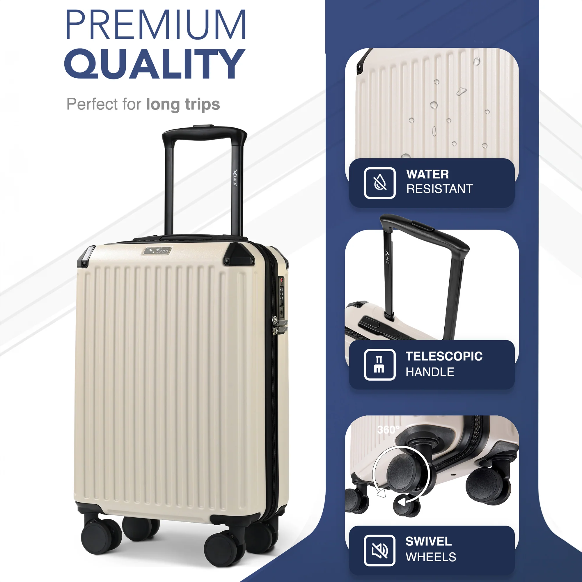 Sky Rover 20” Cabin Suitcase - 55 x 35 x 20cm in Taupe - Clearance - Image 7