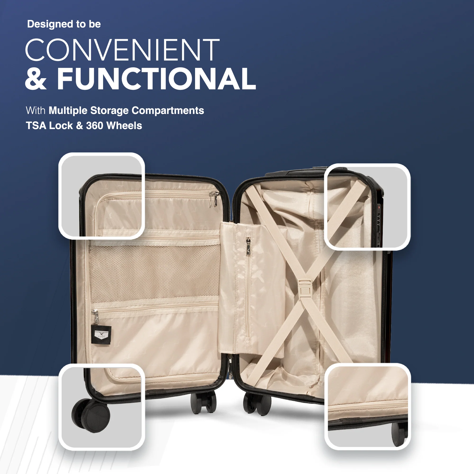 Sky Rover 20” Cabin Suitcase - 55 x 35 x 20cm in Black - Clearance - Image 5