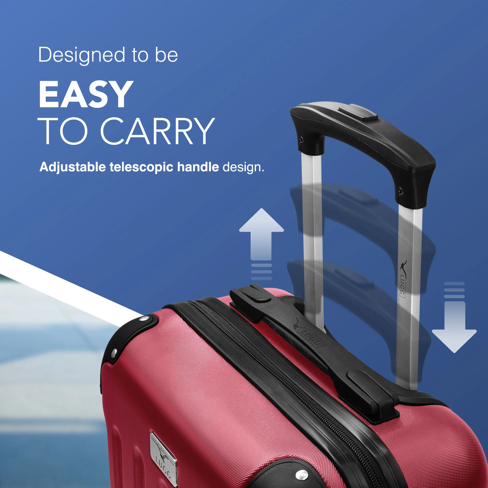 LUGG Skywander 15 Inch Lightweight Underseat Cabin Bag – EasyJet Approved Carry-On Suitcase, Durable ABS Hard Shell (45x34x20cm) - Burgundy - Image 4