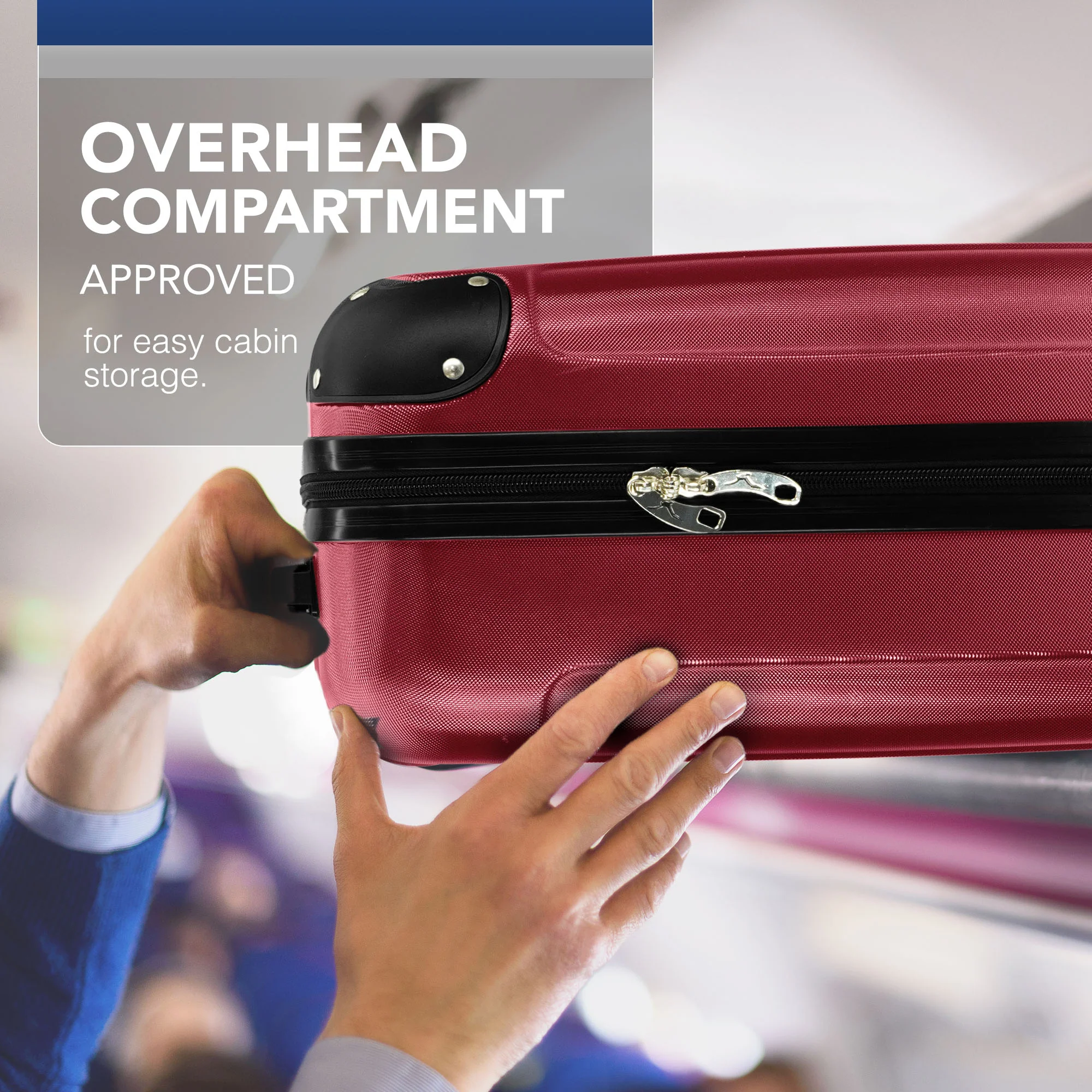 LUGG Skywander 15 Inch Lightweight Underseat Cabin Bag – EasyJet Approved Carry-On Suitcase, Durable ABS Hard Shell (45x34x20cm) - Burgundy - Image 7