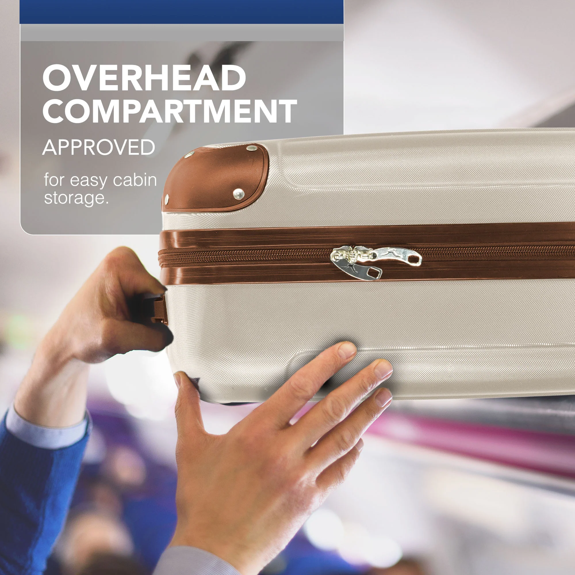 LUGG Skywander 15 Inch Lightweight Underseat Cabin Bag – EasyJet Approved Carry-On Suitcase, Durable ABS Hard Shell (45x34x20cm) - Cream & Brown - Image 7