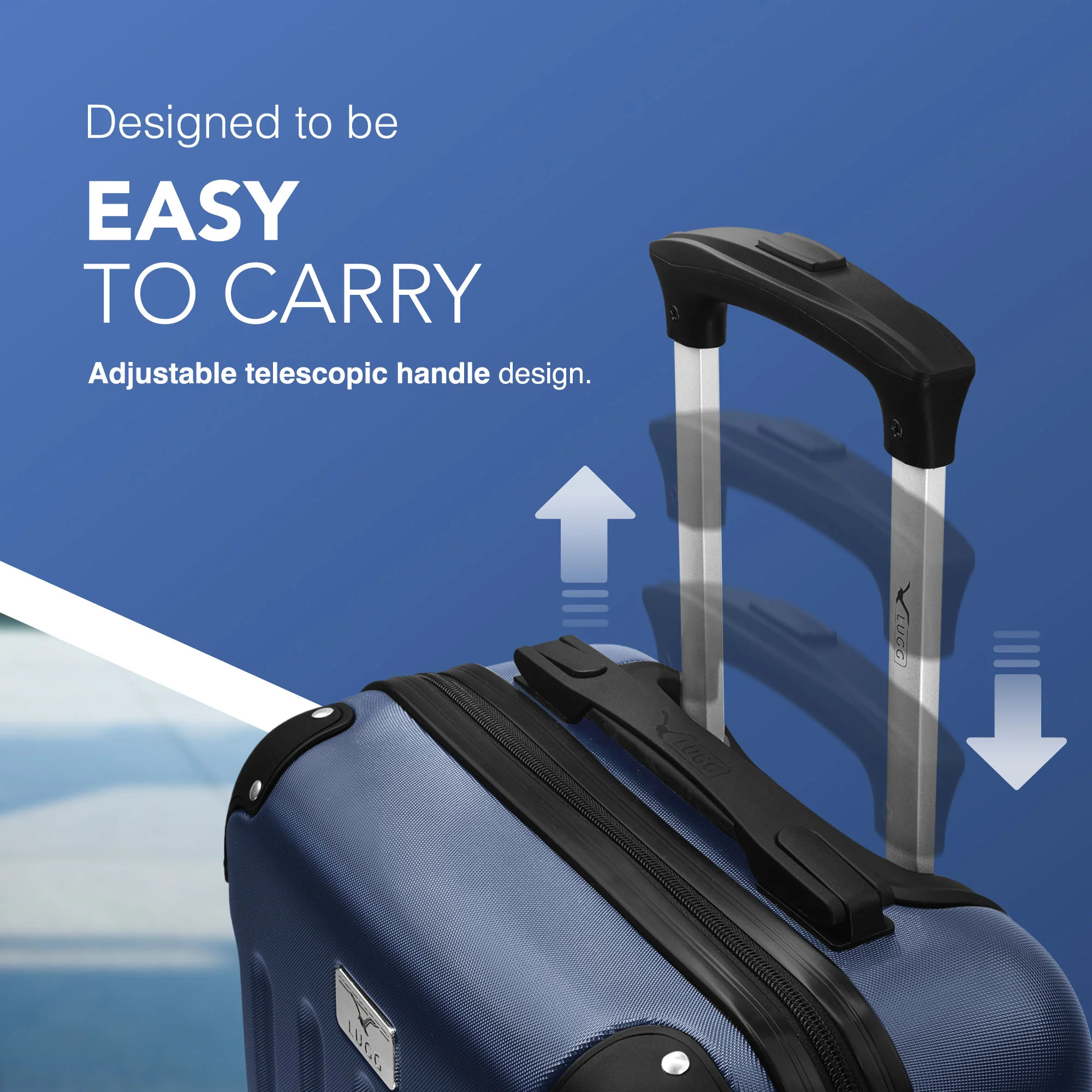 LUGG Skywander 15 Inch Lightweight Underseat Cabin Bag – EasyJet Approved Carry-On Suitcase, Durable ABS Hard Shell (45x34x20cm) - Midnight Blue - Image 4