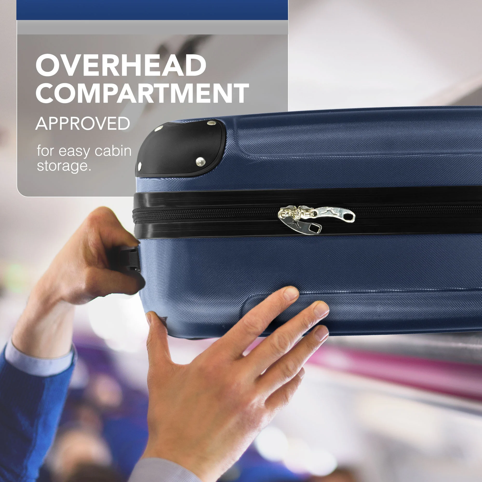 LUGG Skywander 15 Inch Lightweight Underseat Cabin Bag – EasyJet Approved Carry-On Suitcase, Durable ABS Hard Shell (45x34x20cm) - Midnight Blue - Image 7