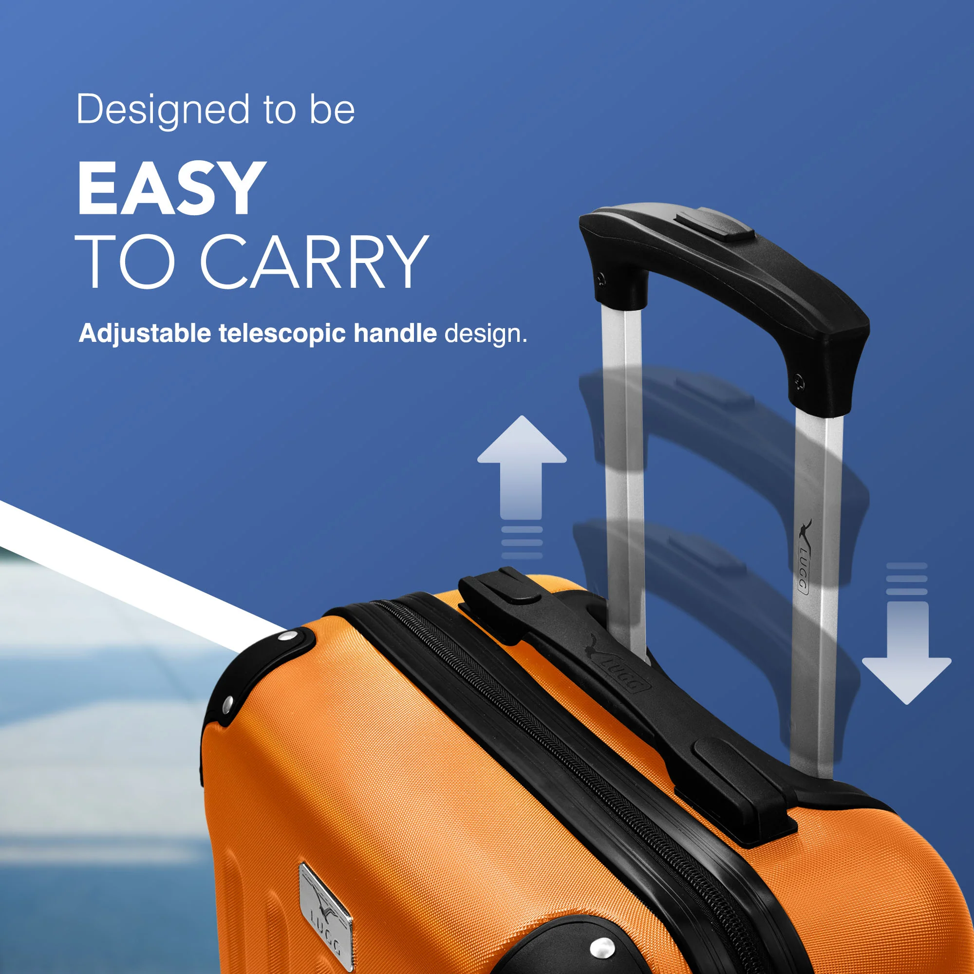 LUGG Skywander 15 Inch Lightweight Underseat Cabin Bag – EasyJet Approved Carry-On Suitcase, Durable ABS Hard Shell (45x34x20cm) - Orange - Image 4