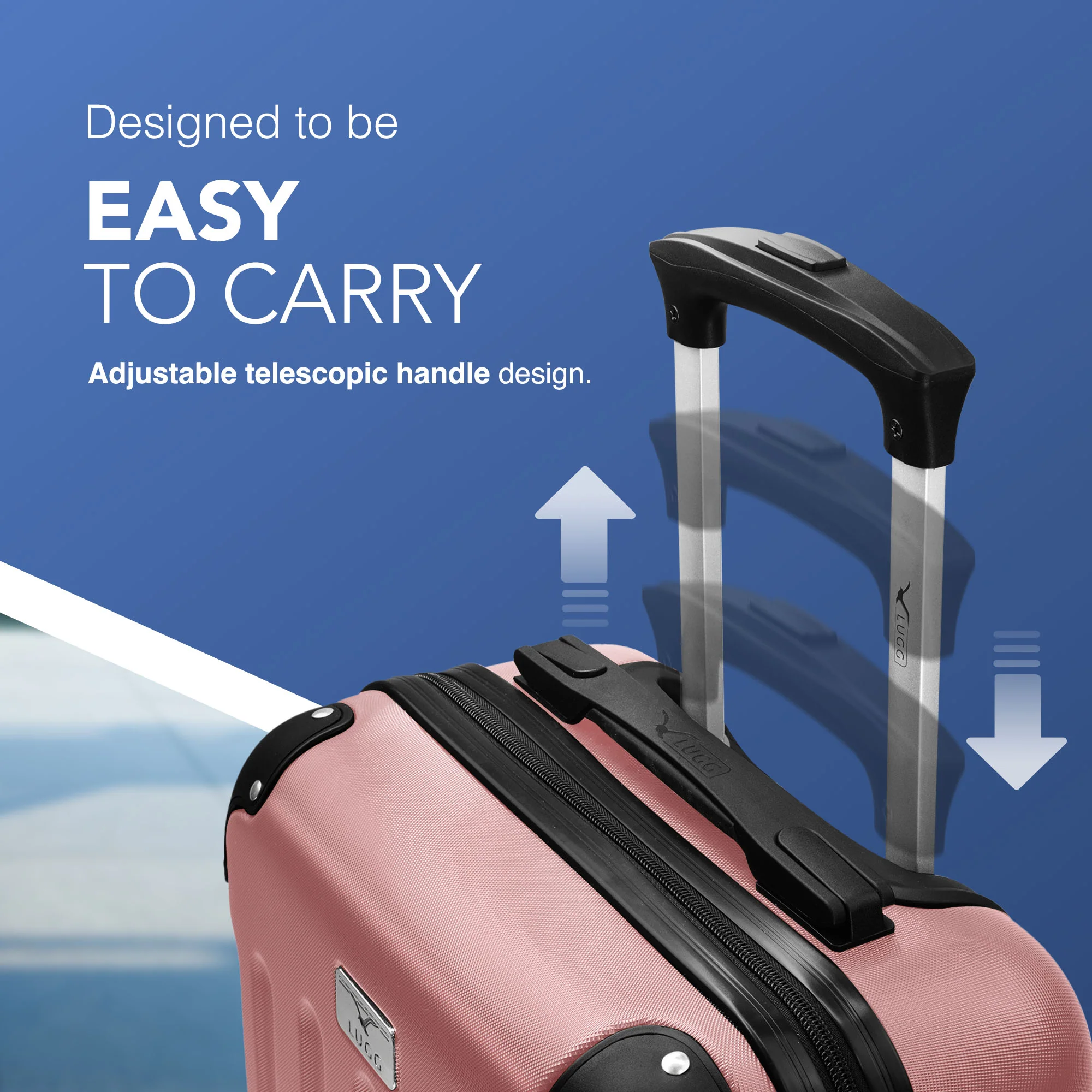 LUGG Skywander 15 Inch Lightweight Underseat Cabin Bag – EasyJet Approved Carry-On Suitcase, Durable ABS Hard Shell (45x34x20cm) - Rose Gold - Image 2