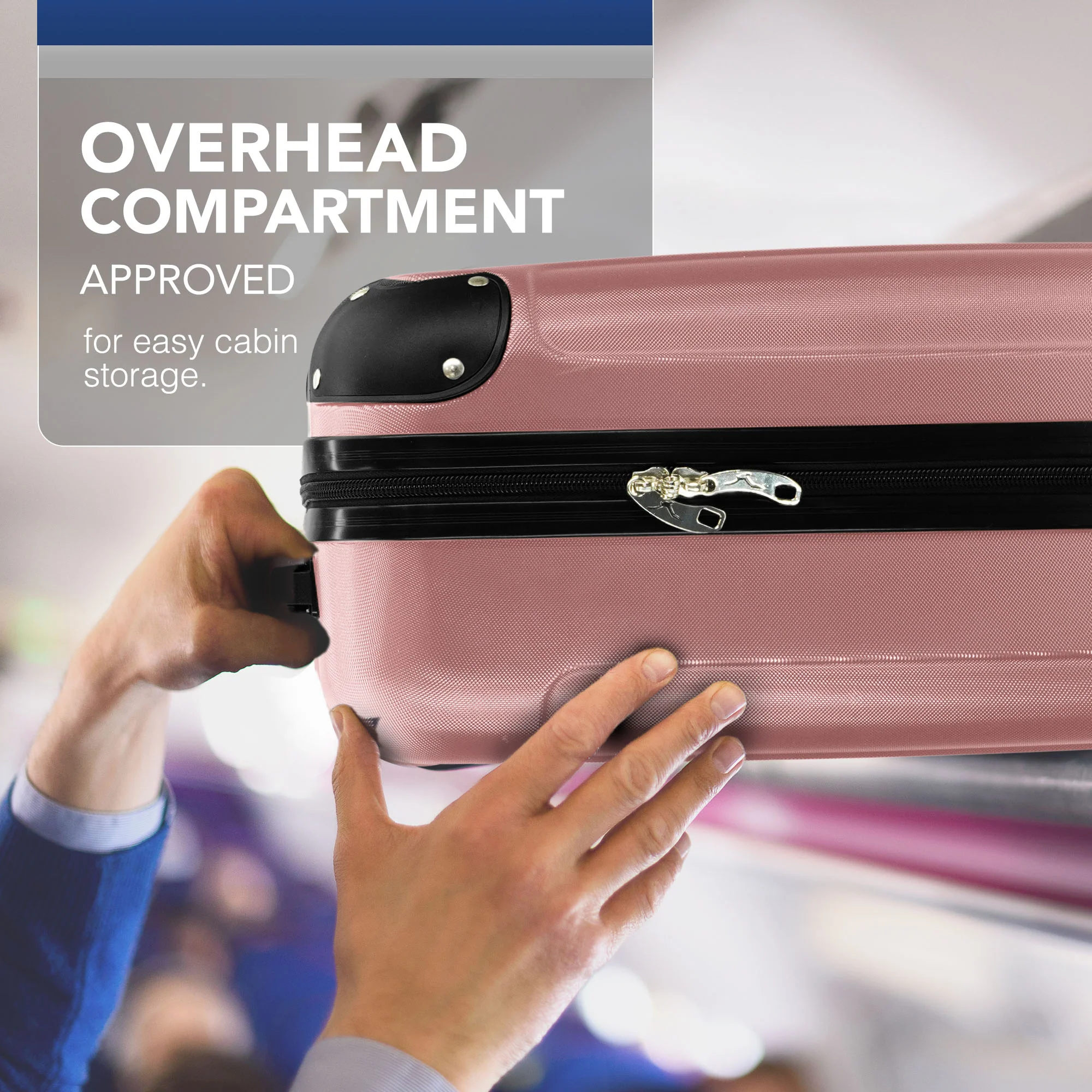 LUGG Skywander 15 Inch Lightweight Underseat Cabin Bag – EasyJet Approved Carry-On Suitcase, Durable ABS Hard Shell (45x34x20cm) - Rose Gold - Image 6