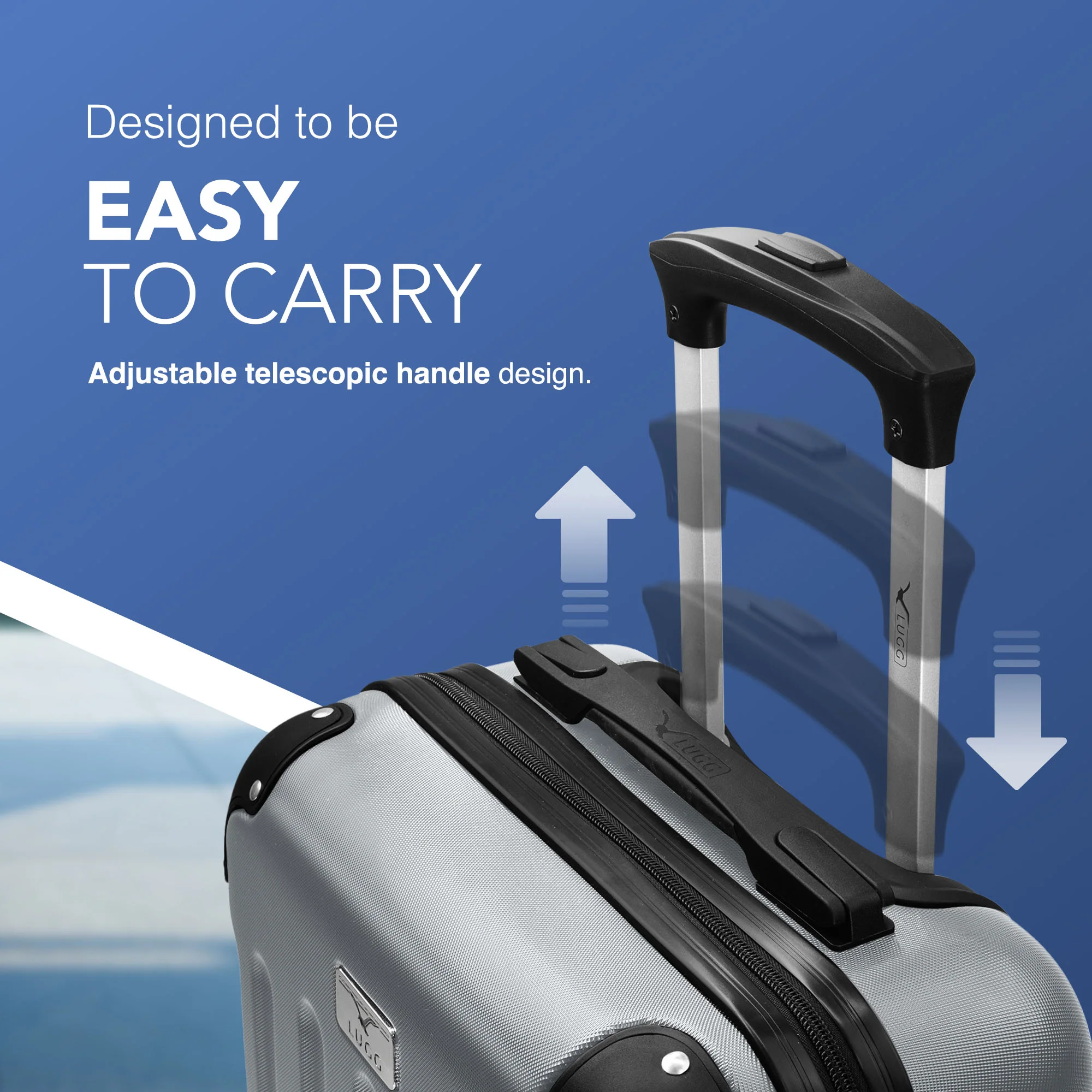 LUGG Skywander 15 Inch Lightweight Underseat Cabin Bag – EasyJet Approved Carry-On Suitcase, Durable ABS Hard Shell (45x34x20cm) - Silver - Image 4