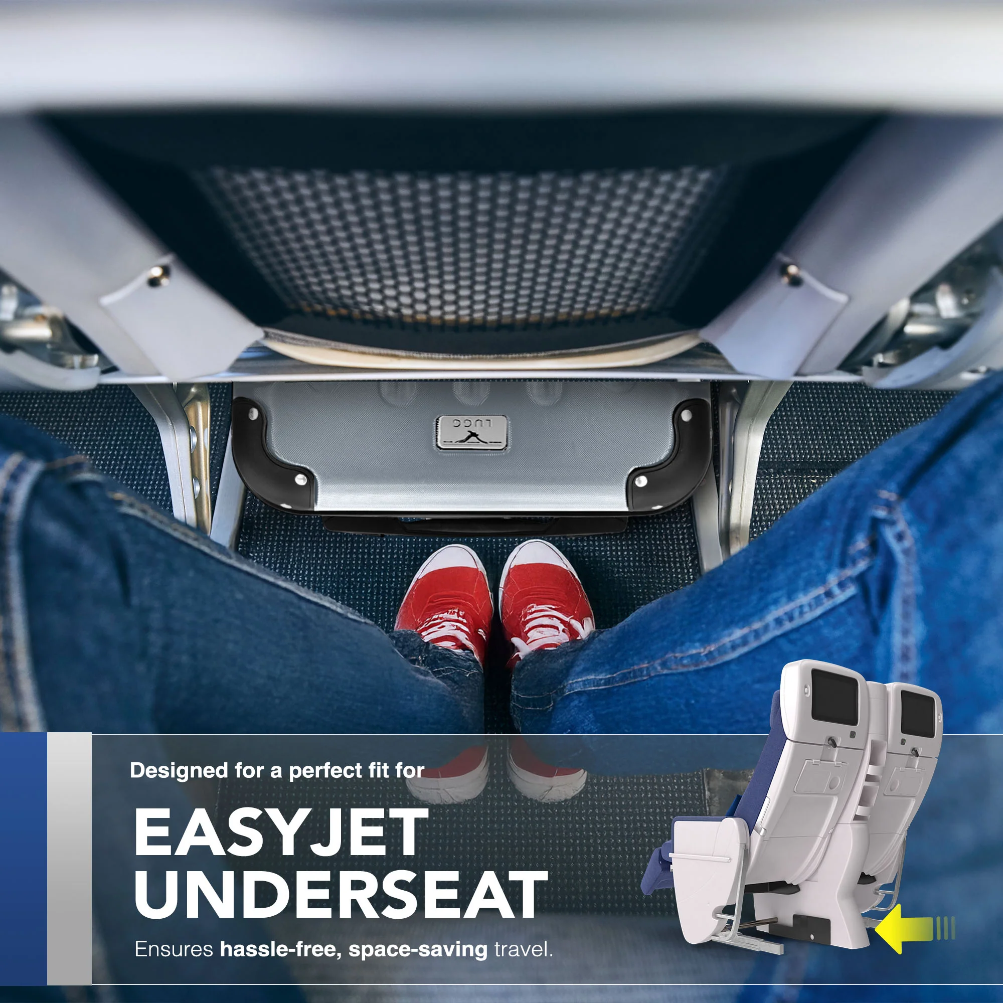 LUGG Skywander 15 Inch Lightweight Underseat Cabin Bag – EasyJet Approved Carry-On Suitcase, Durable ABS Hard Shell (45x34x20cm) - Silver - Image 5