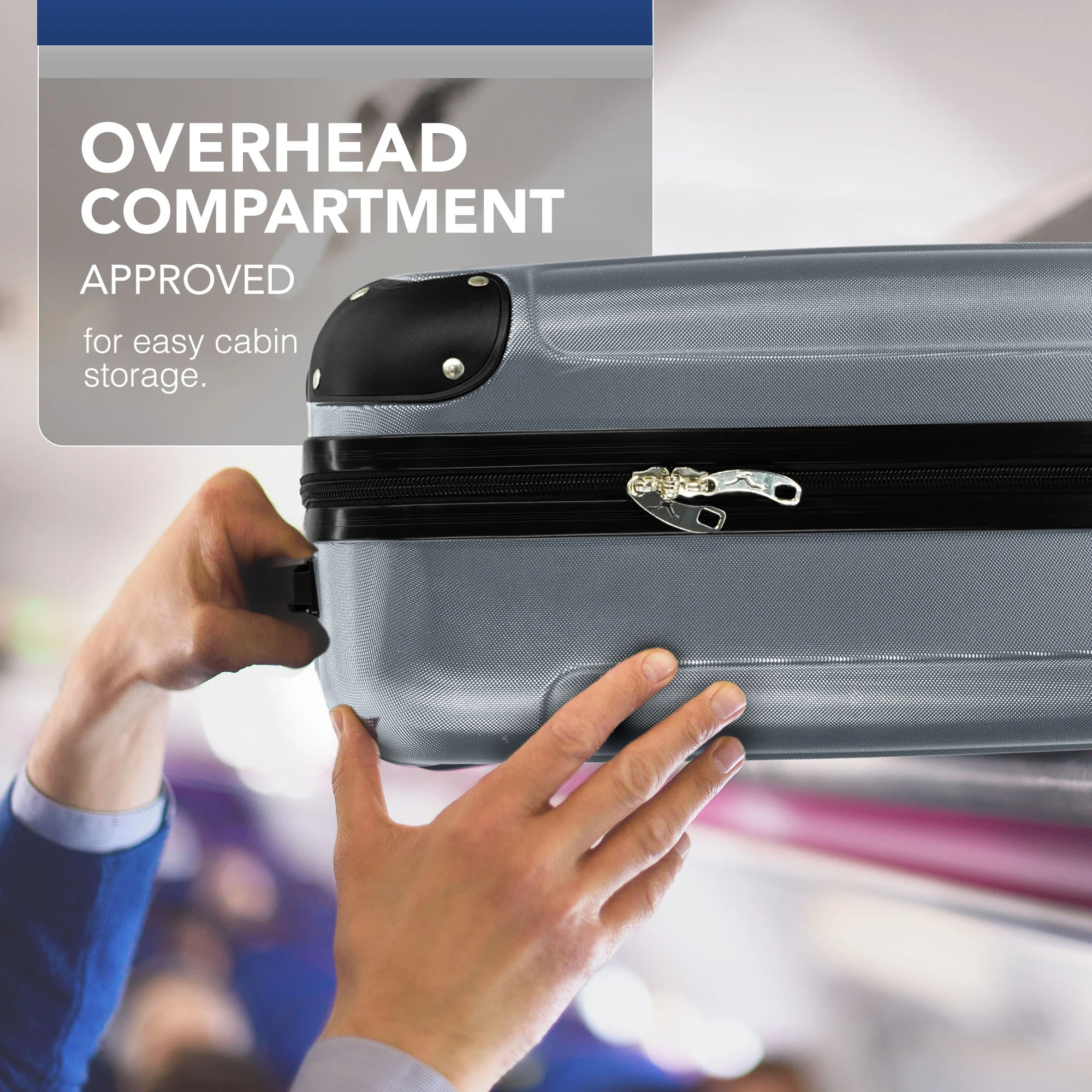LUGG Skywander 15 Inch Lightweight Underseat Cabin Bag – EasyJet Approved Carry-On Suitcase, Durable ABS Hard Shell (45x34x20cm) - Silver - Image 6