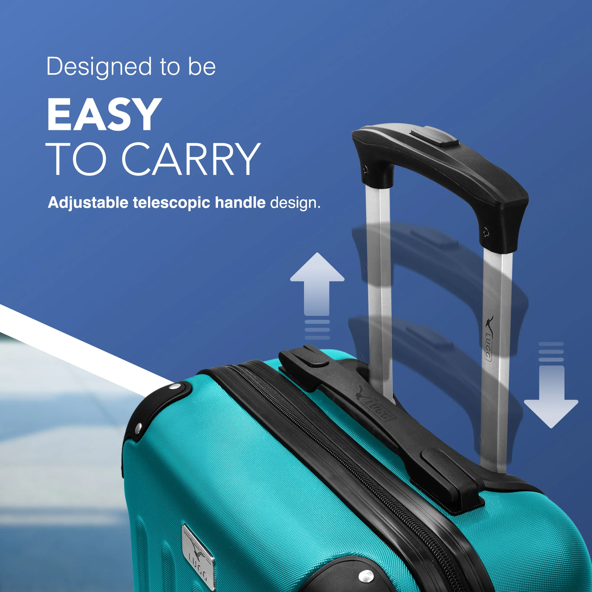 LUGG Skywander 15 Inch Lightweight Underseat Cabin Bag – EasyJet Approved Carry-On Suitcase, Durable ABS Hard Shell (45x34x20cm) - Teal - Image 4