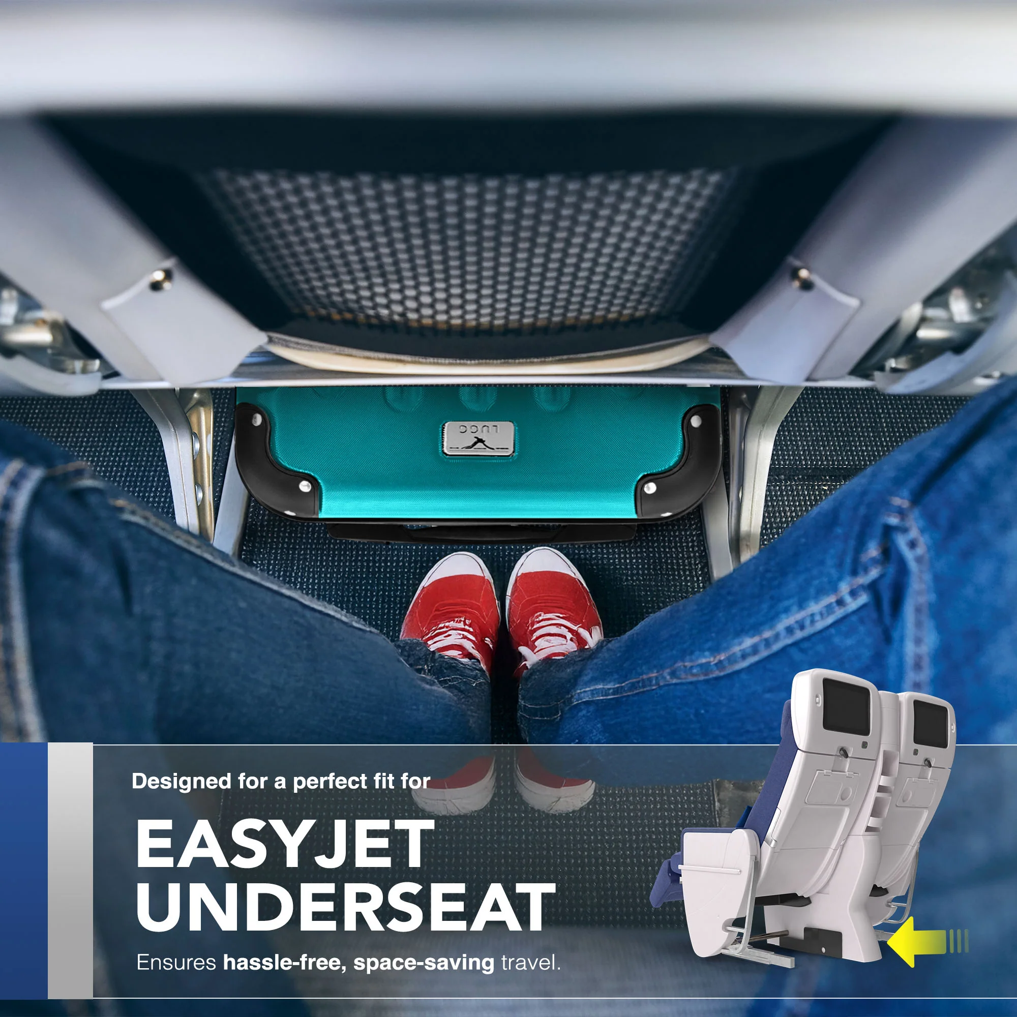 LUGG Skywander 15 Inch Lightweight Underseat Cabin Bag – EasyJet Approved Carry-On Suitcase, Durable ABS Hard Shell (45x34x20cm) - Teal - Image 5