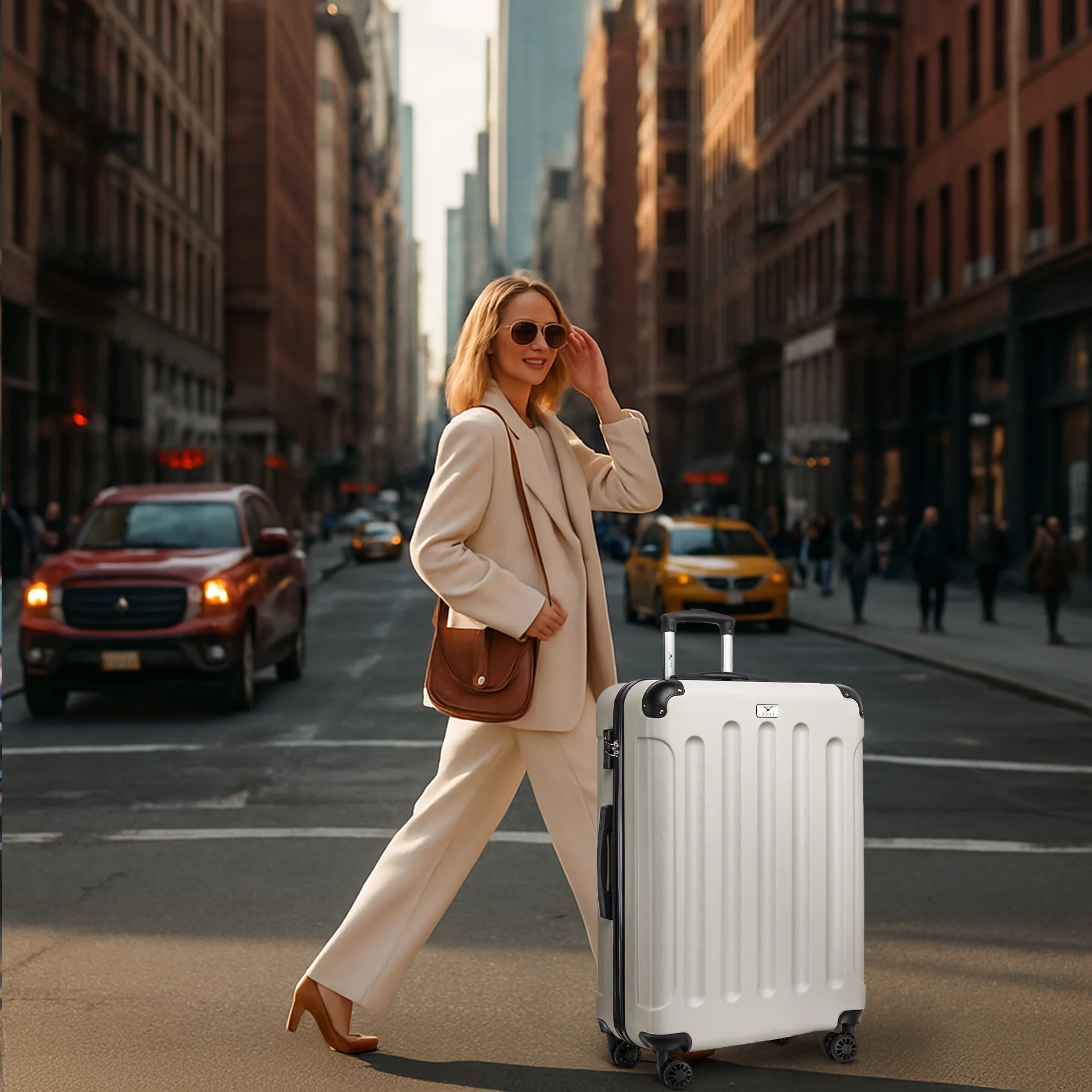 LUGG Skywander 28” Lightweight Luggage - 77cm x 50cm x 29cm - Strong & Lightweight with Secure TSA Lock, Smooth 360° Wheels & Resilient Handle- Beige - Image 6