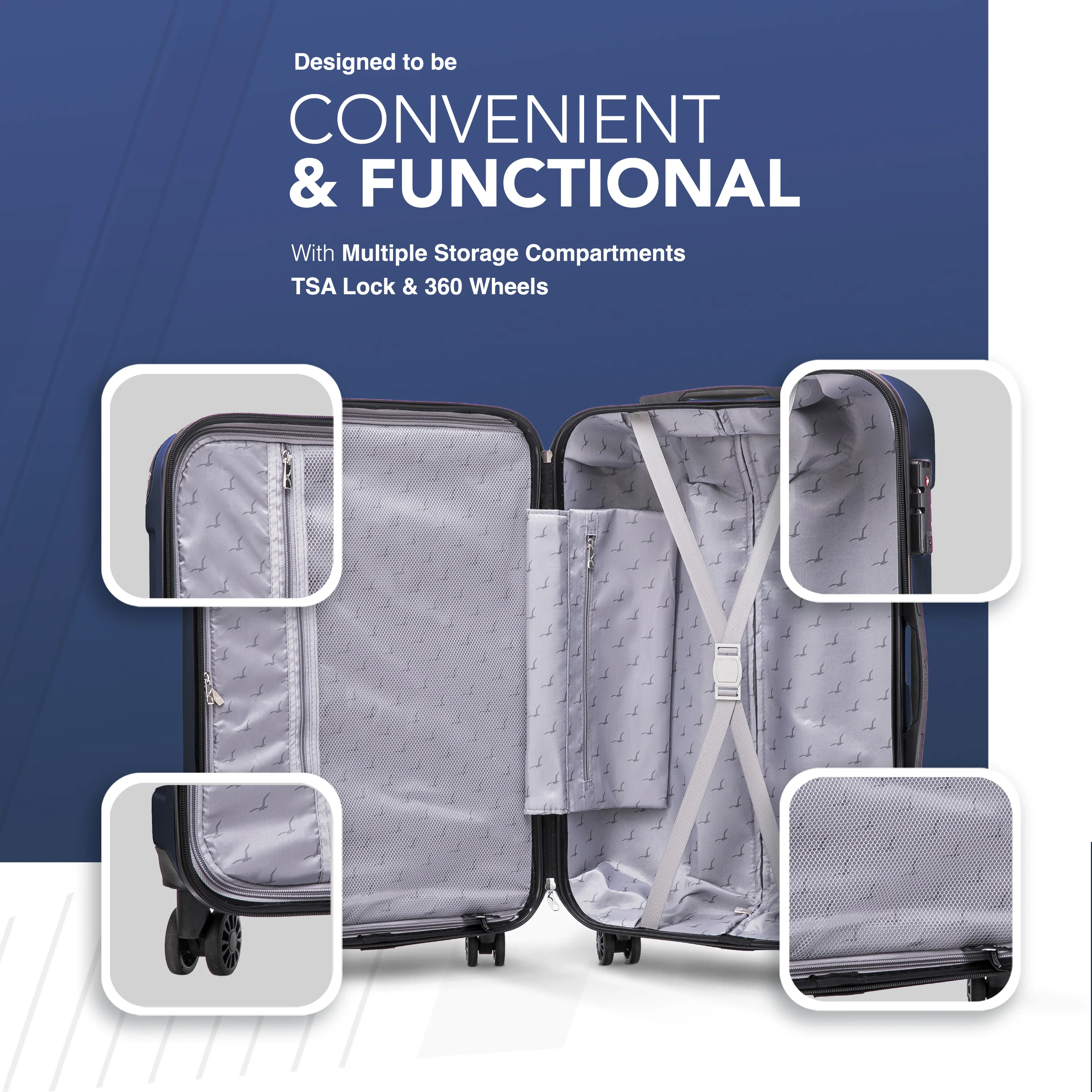 LUGG Skywander 28” Lightweight Luggage - 77cm x 50cm x 29cm - Strong & Lightweight with Secure TSA Lock, Smooth 360° Wheels & Resilient Handle- Midnight Blue - Image 5