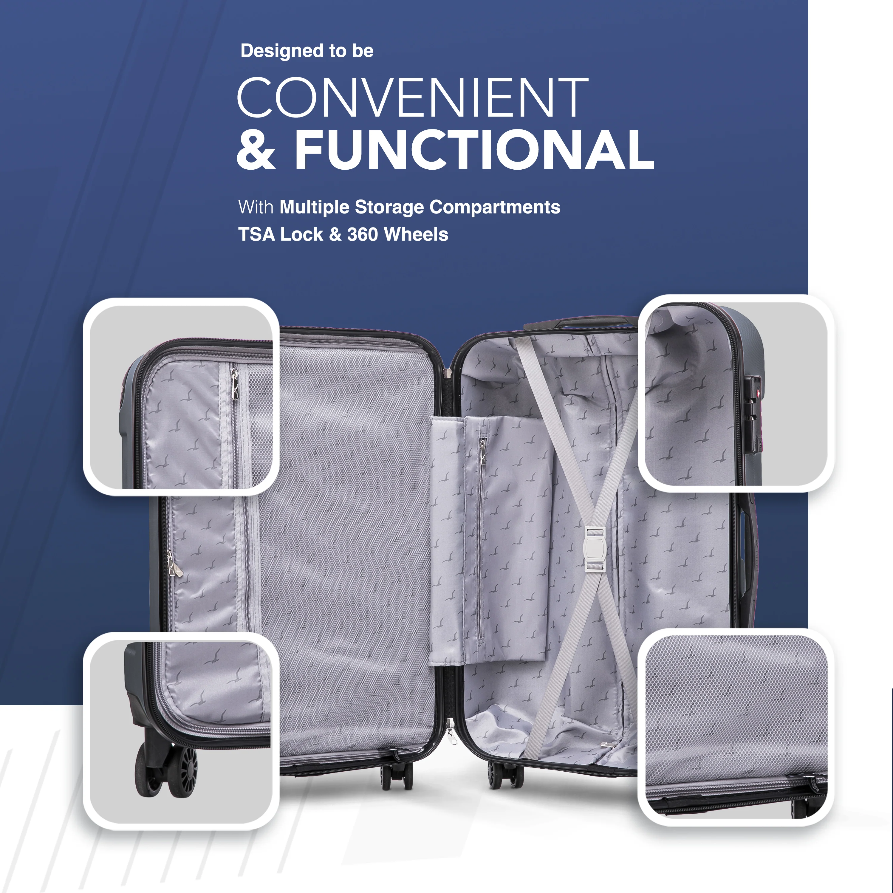 LUGG Skywander 28” Lightweight Luggage - 77cm x 50cm x 29cm - Strong & Lightweight with Secure TSA Lock, Smooth 360° Wheels & Resilient Handle- Silver - Image 5