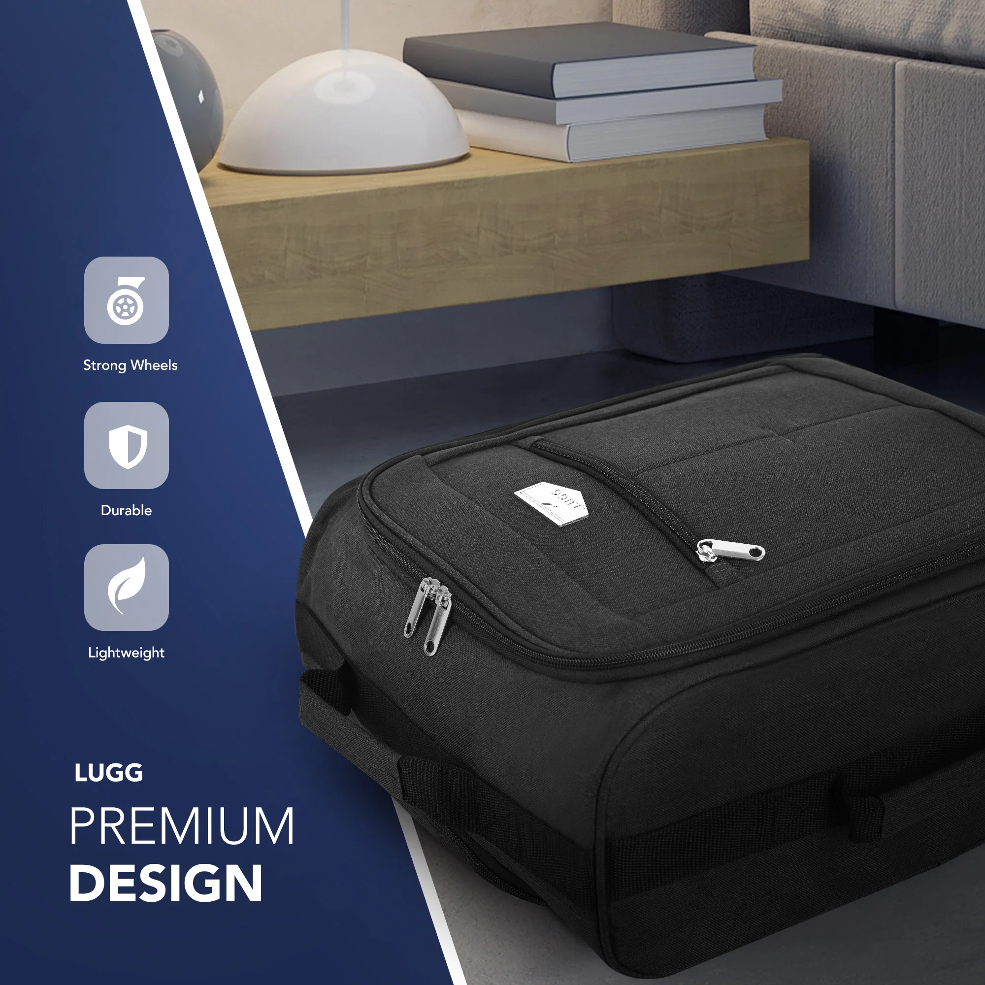 Soft Cabin Bag for EasyJet Overhead Locker - Black ( 56 x 45 x 25cm) - Image 3