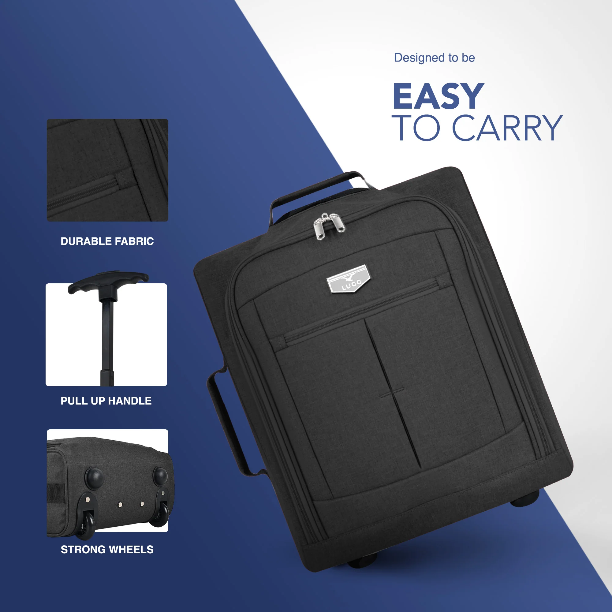 Soft Cabin Bag for EasyJet Overhead Locker - Black ( 56 x 45 x 25cm) - Image 5