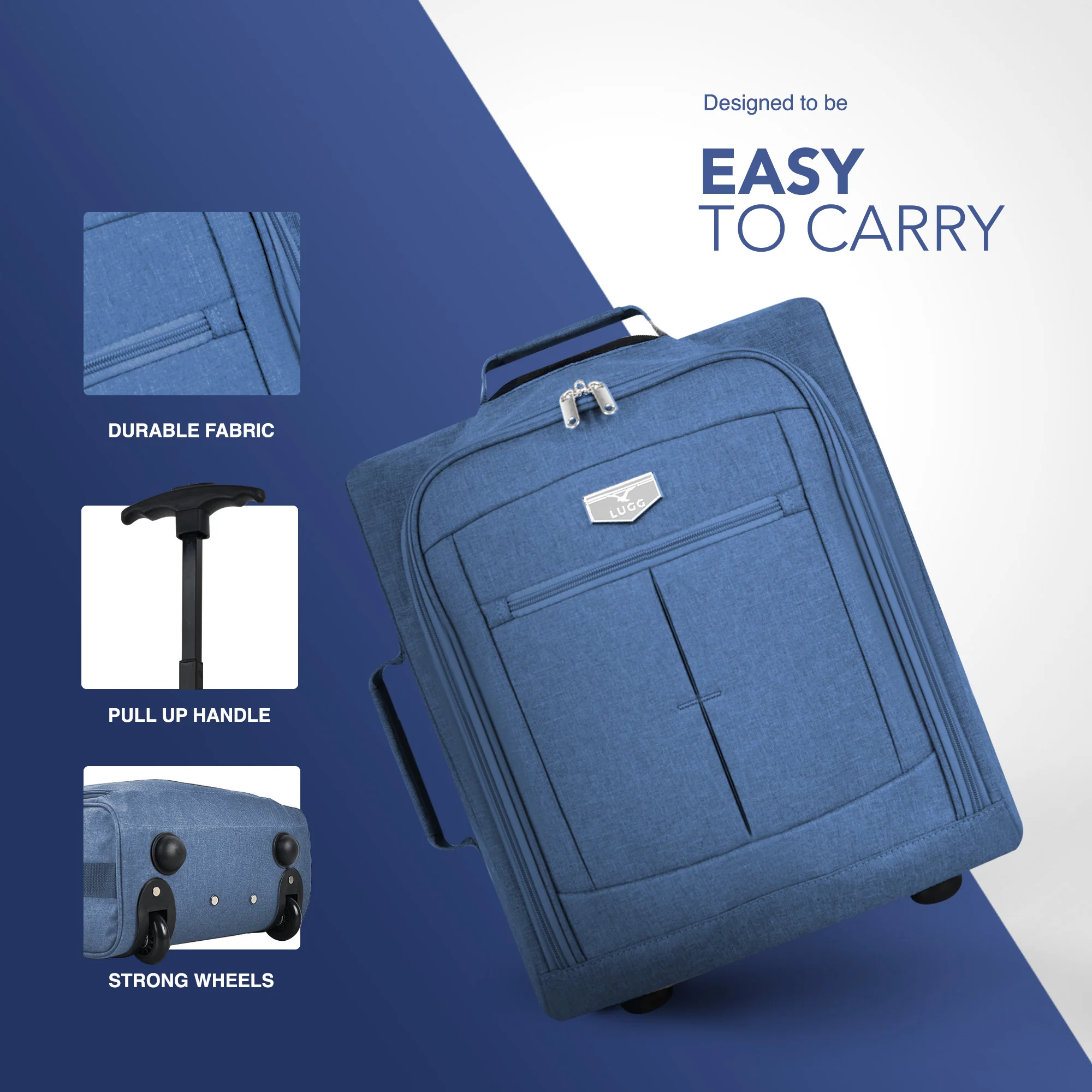 Soft Cabin Bag for EasyJet Overhead Locker - Blue ( 56 x 45 x 25cm) - Image 5