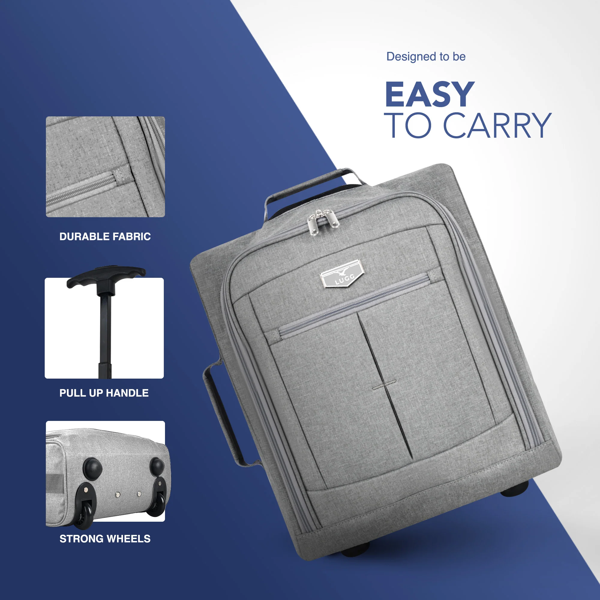 Soft Cabin Bag for EasyJet Overhead Locker - Grey ( 56 x 45 x 25cm) - Image 5