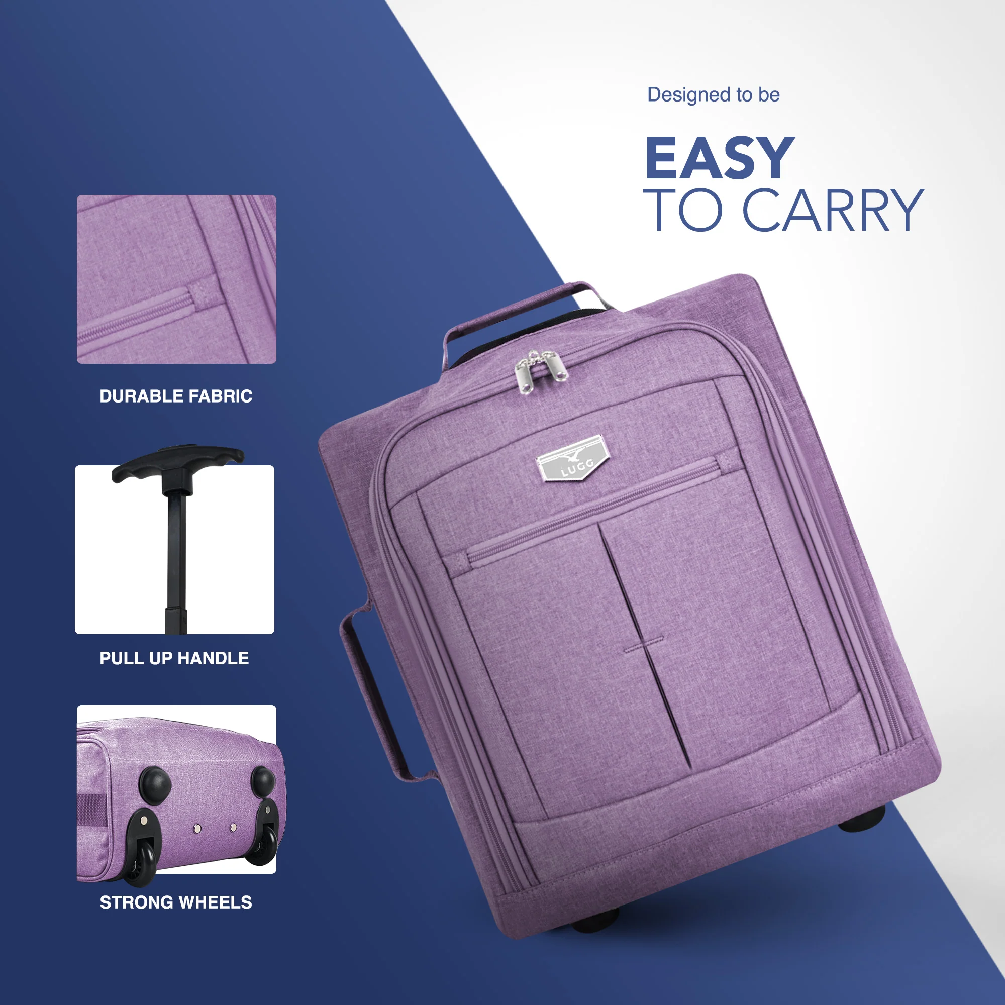 Soft Cabin Bag for EasyJet Overhead Locker - Lilac ( 56 x 45 x 25cm) - Image 5