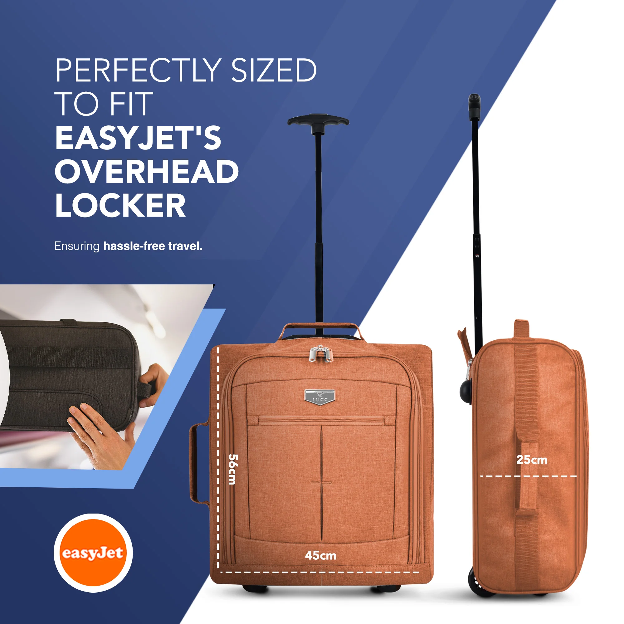 Soft Cabin Bag for EasyJet Overhead Locker - Orange( 56 x 45 x 25cm) - Image 2