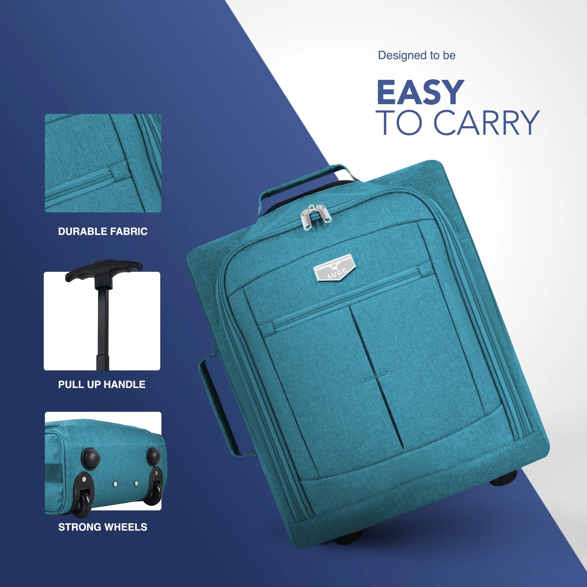 Soft Cabin Bag for EasyJet Overhead Locker - Teal ( 56 x 45 x 25cm) - Image 5