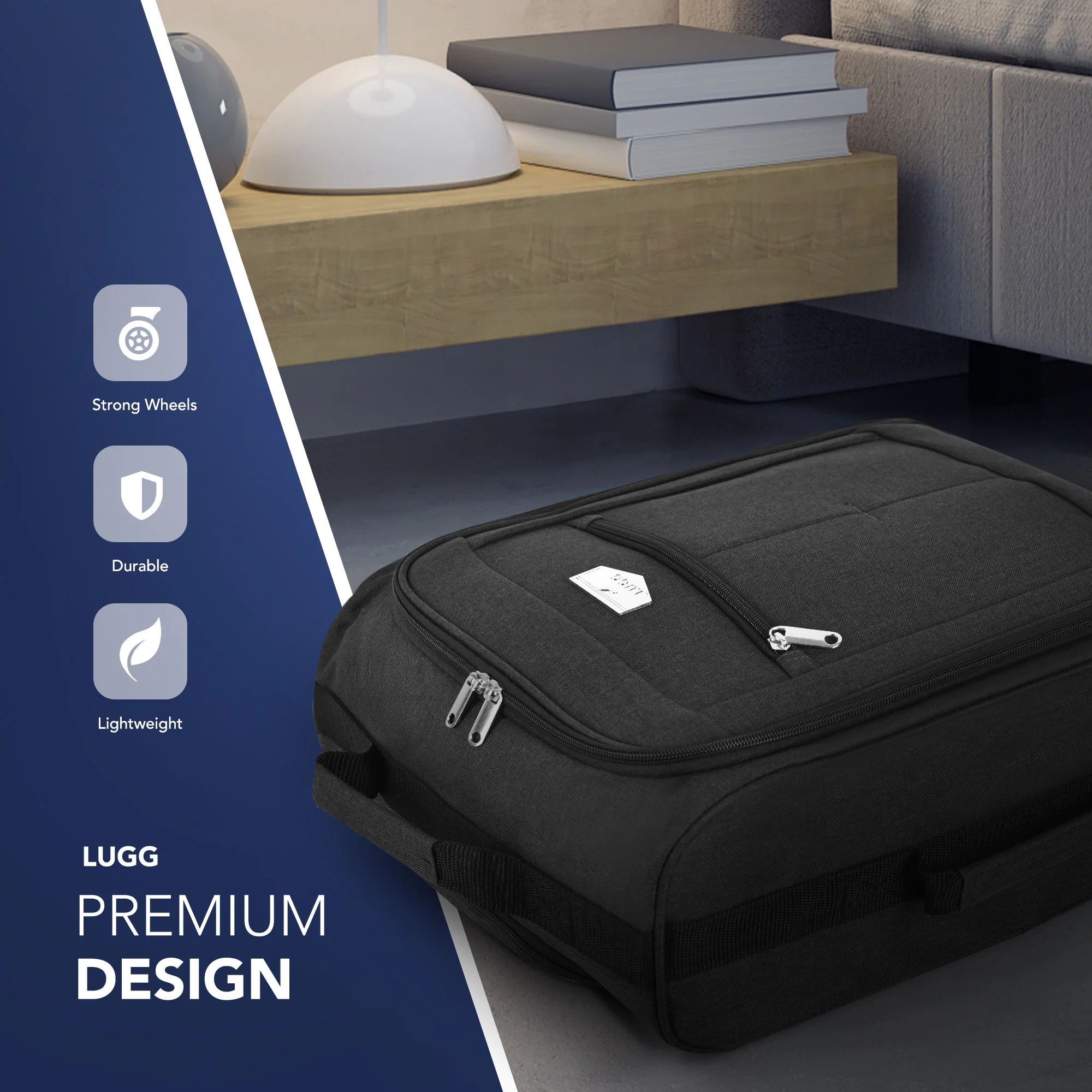 Soft Cabin Bag for Ryanair & EasyJet Priority Overhead Locker - Black - Image 3