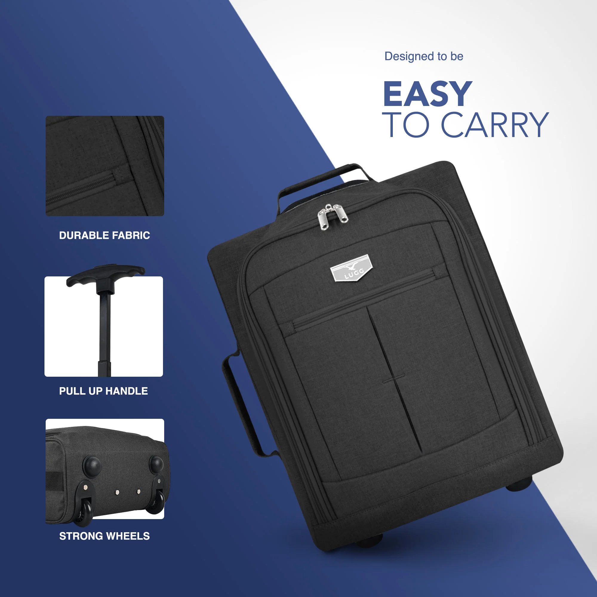 Soft Cabin Bag for Ryanair & EasyJet Priority Overhead Locker - Black - Image 5